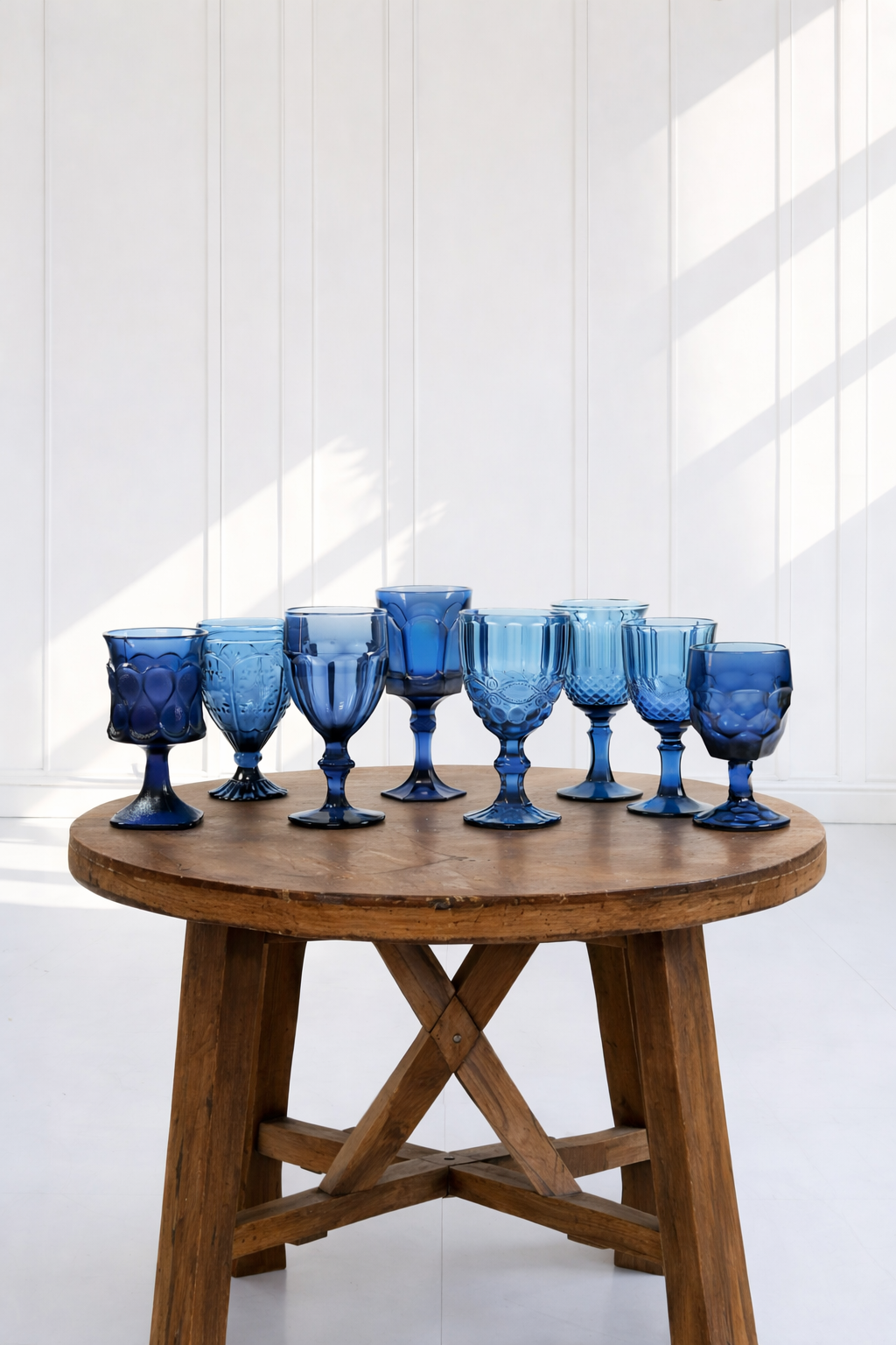 Blue Missmatched Glass Goblets