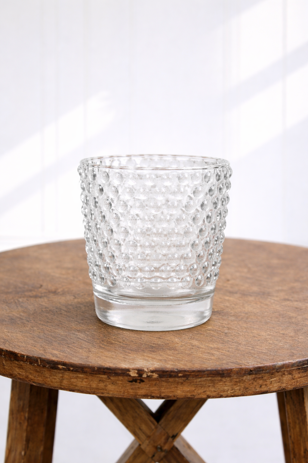 Clear  Hobtail Candle Holders with Tea light  (36)- $1.80 each to rent