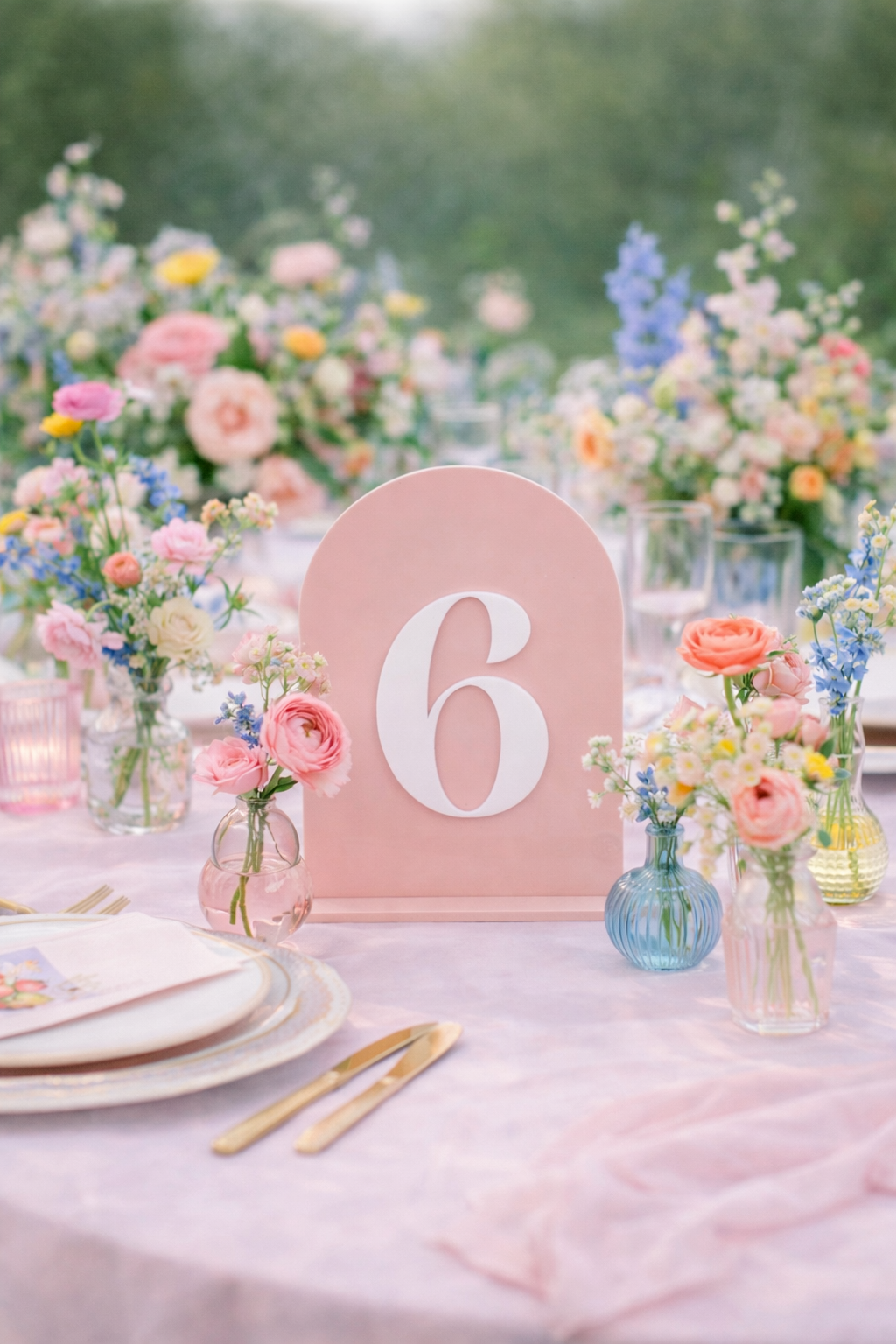 Pink Retro Table Numbers 1 through 20- $3.50 each to rent