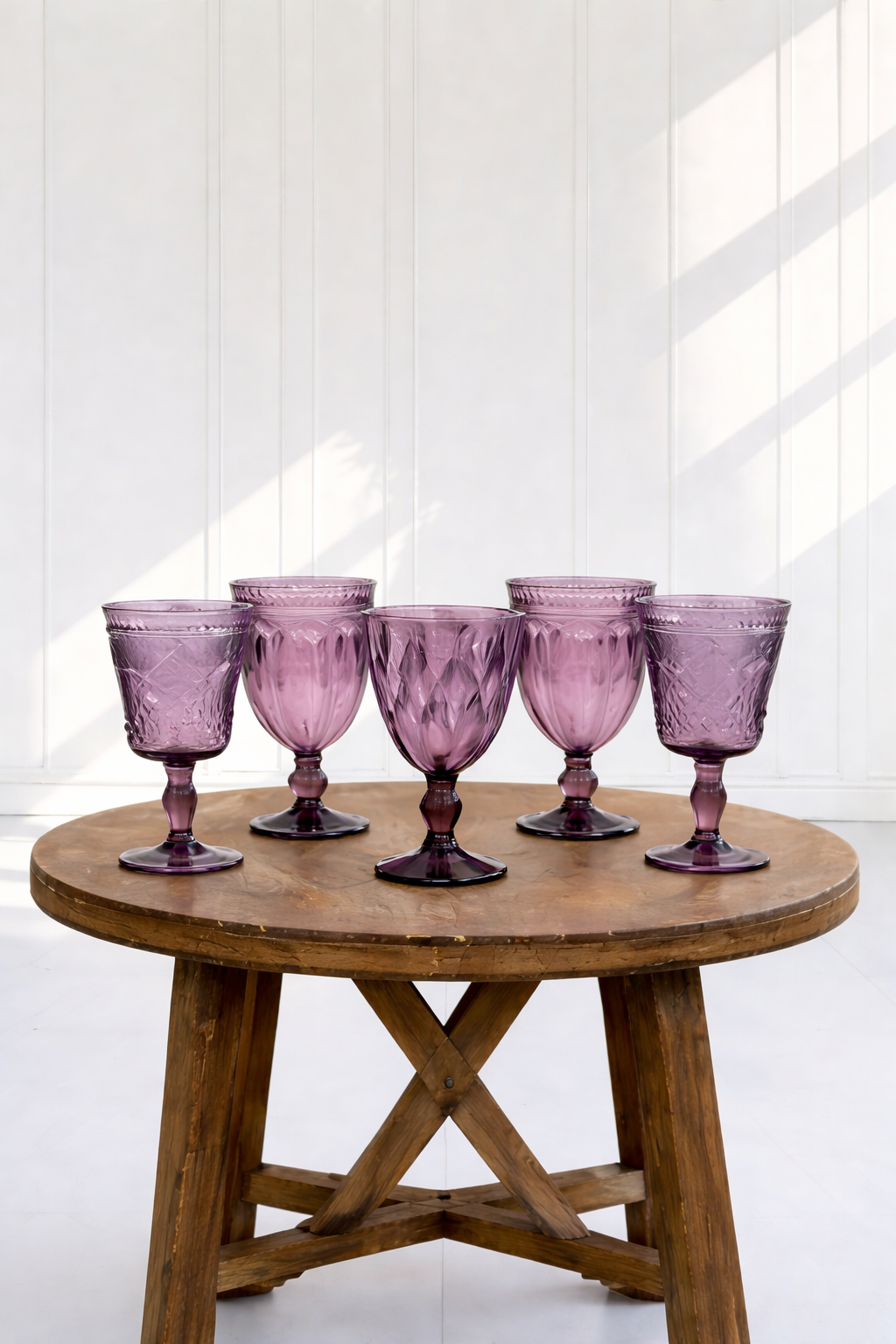 Plum Mismatched Glass Goblets