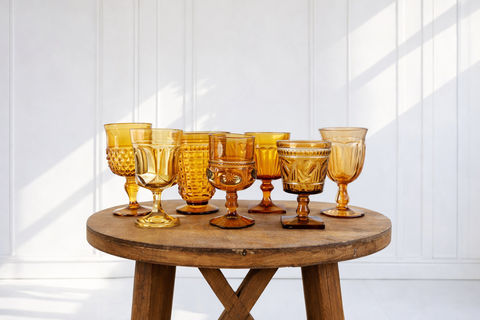 Amber Mismatched Goblets- $1.80 each to rent