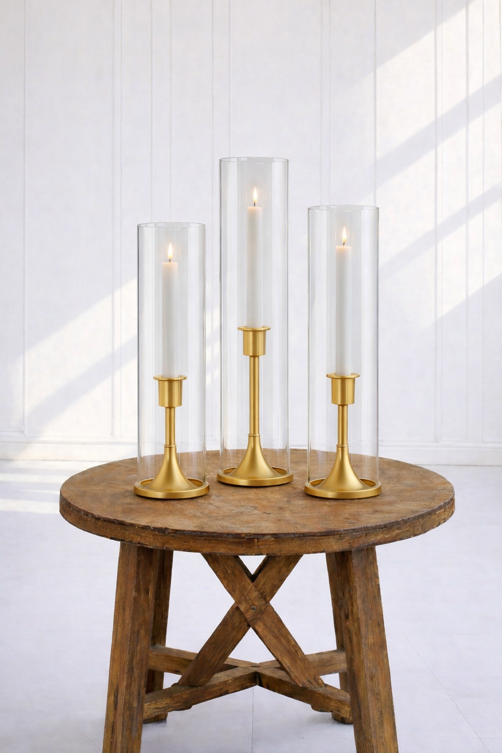 Gold Taper Candle Holders with Smooth Shades