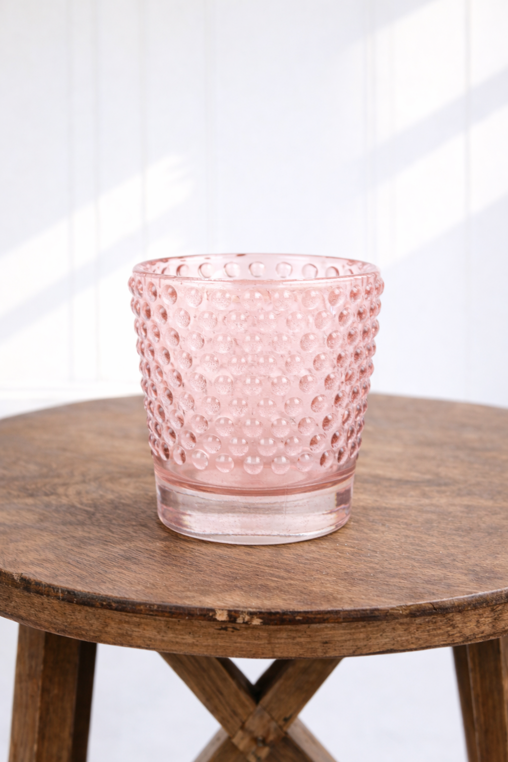 Pink Hobtail Candle Holders with Tea light  (36)- $1.80 each to rent