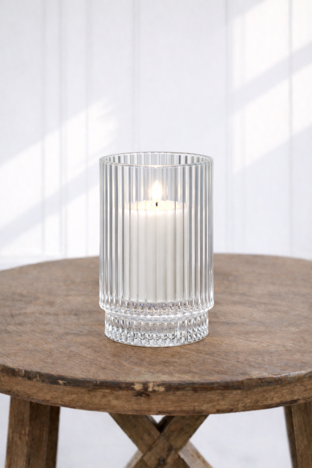 Medium Ribbed Clear Candle Holders