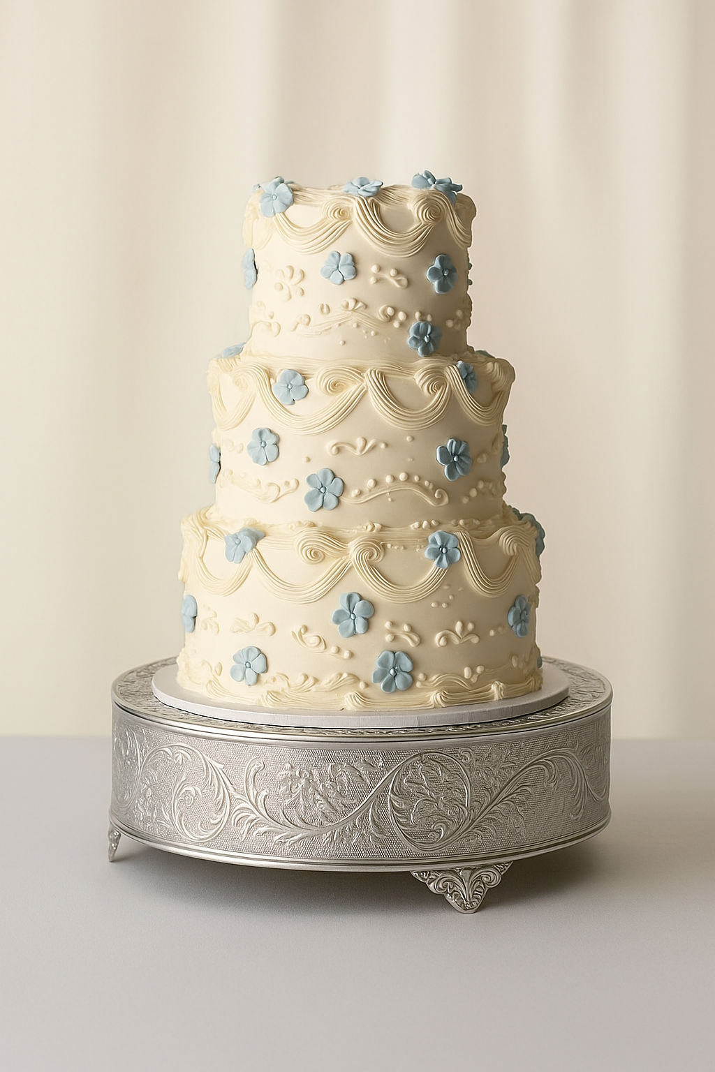 Silver Decadent Cake Stand (14 or 16in Dia)- $20.00 each to rent