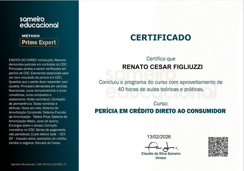 Serviços Especializados de Cálculos Financeiros para Perícia