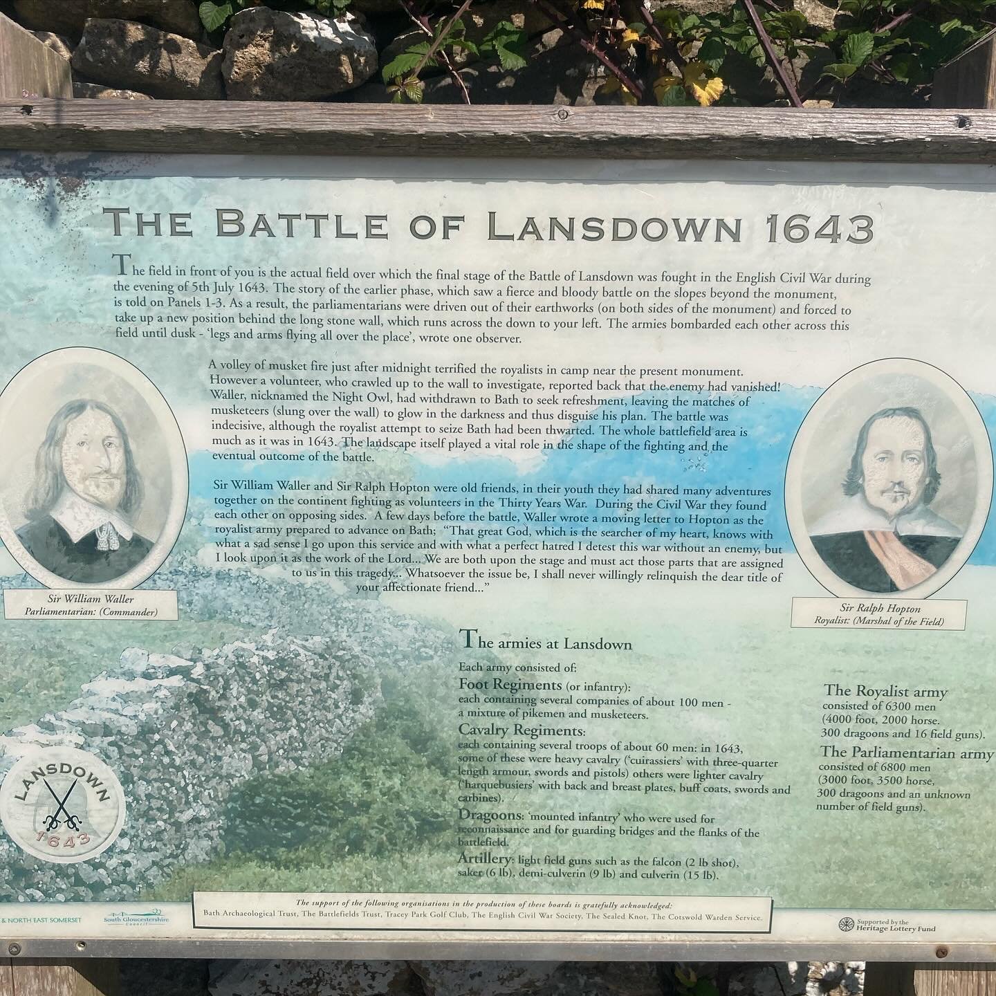 On my final push to Bath via the Cotswold Way, I passed a field where the Battle of Lansdown took place in 1643. Very moving description of what took place here.