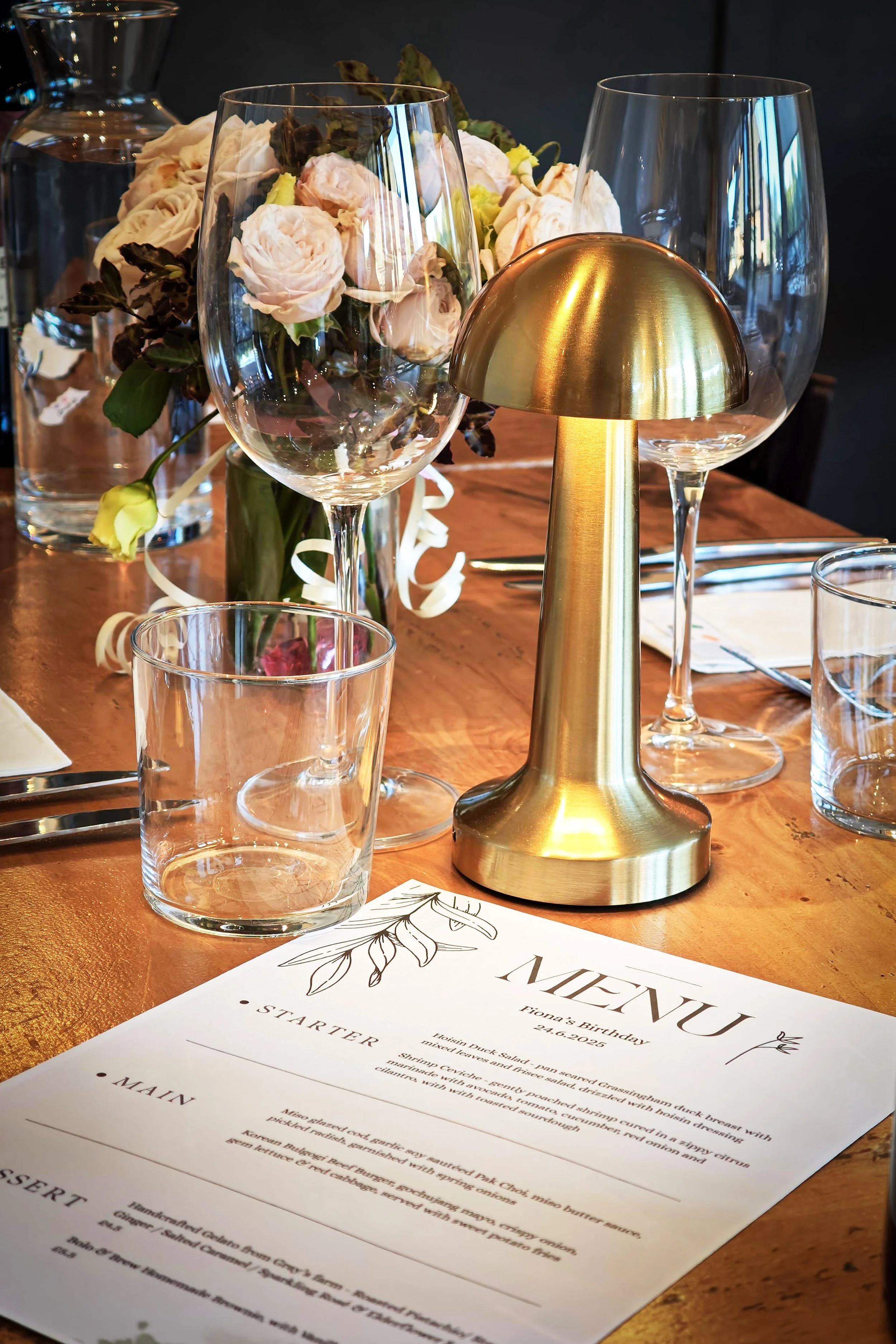 Table setup for private hire event at Bolo & Brew in Surrey