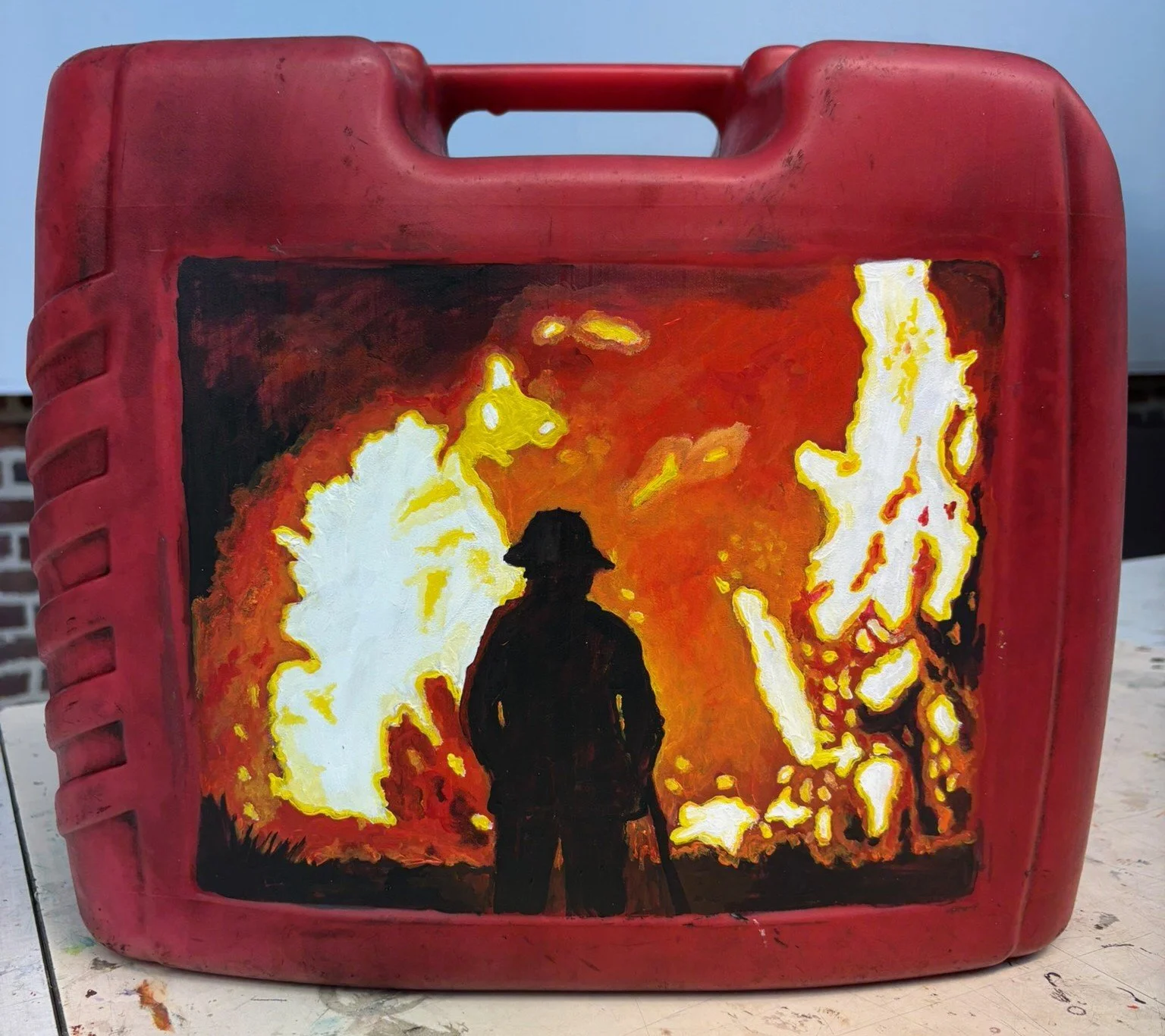 Acryl op jerrycan, 36 x 32 cm