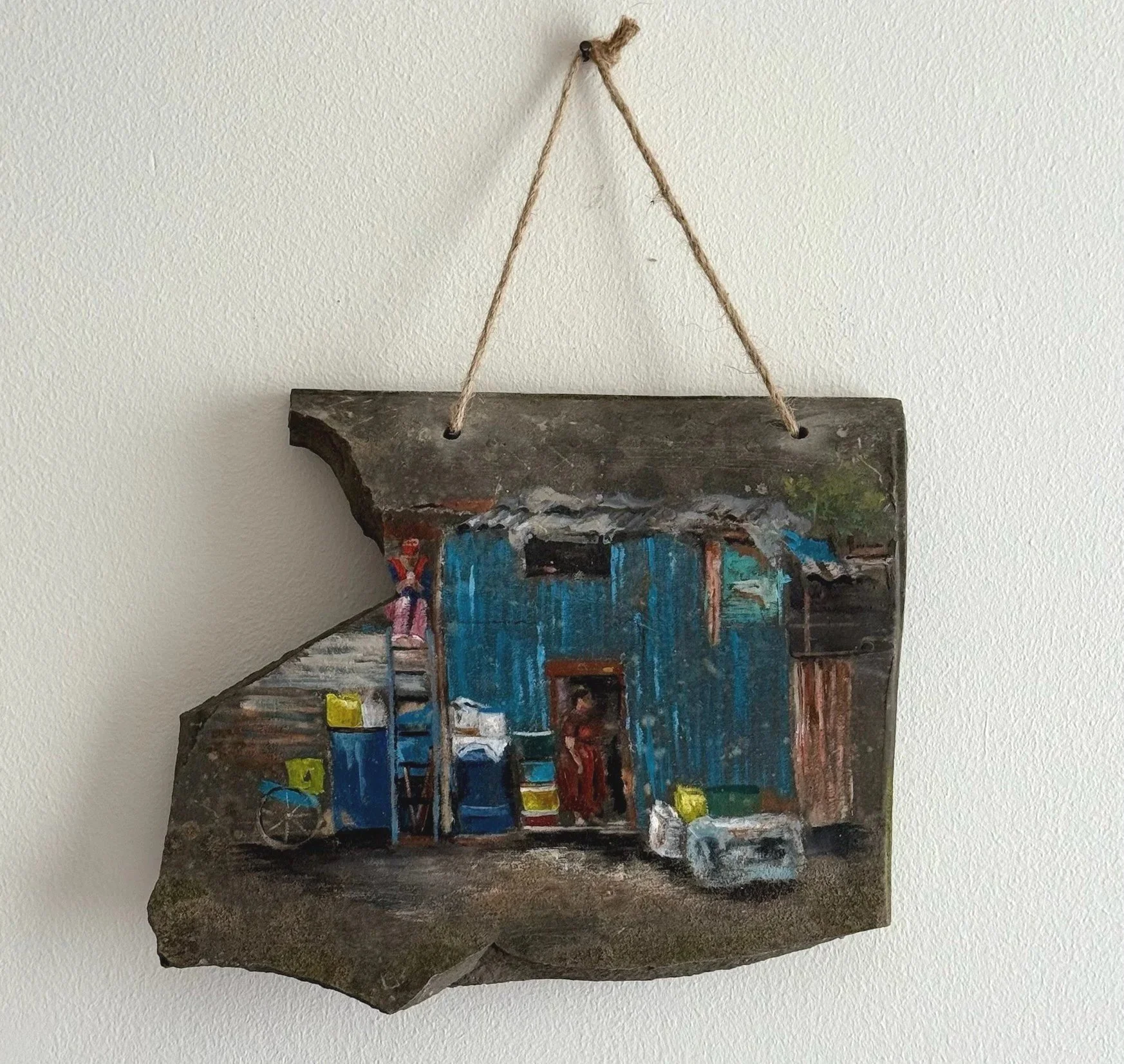 Acry op dakpan, 23 x 20 cm