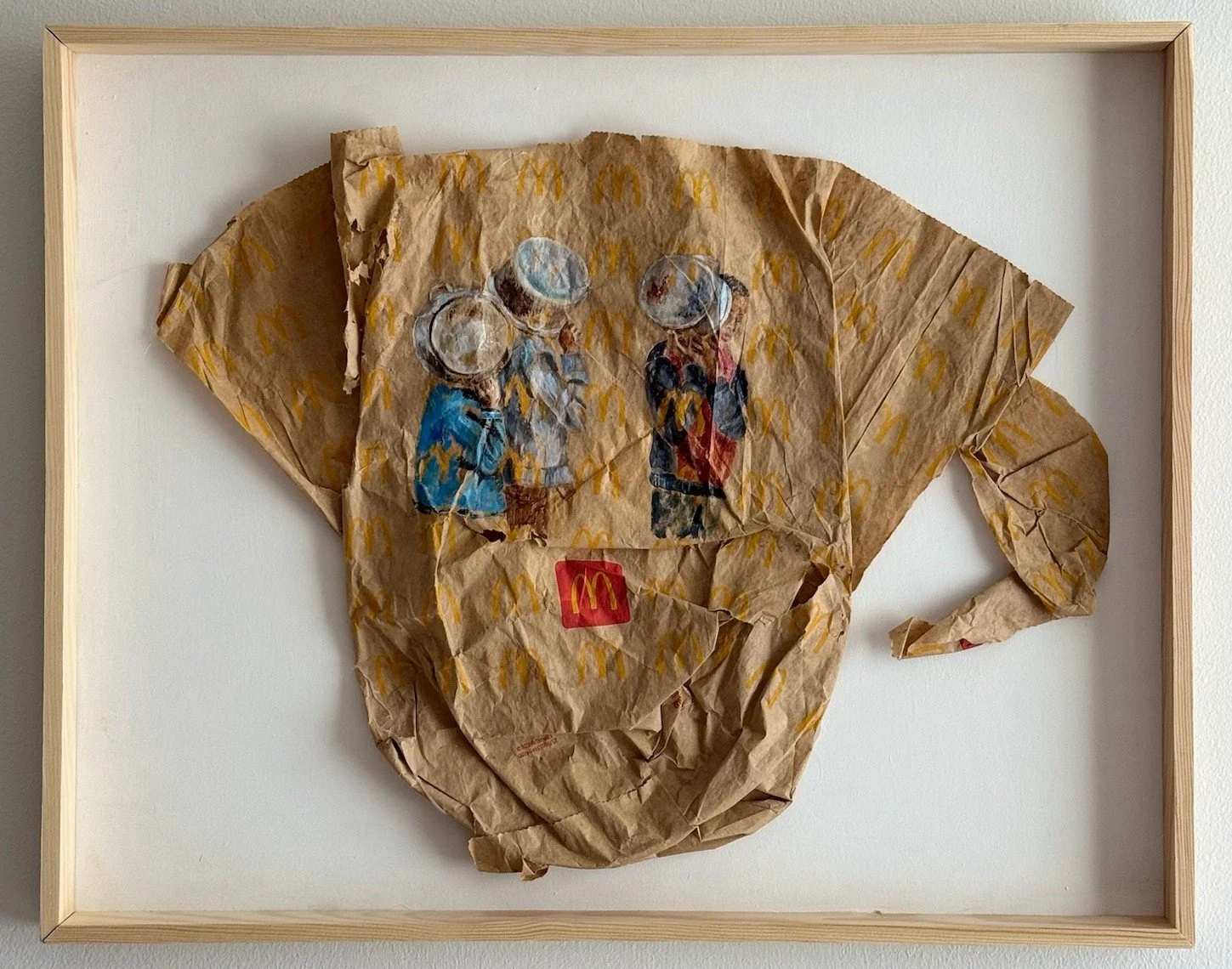 Acryl op Mc Donald's zak, 50 x 40 cm