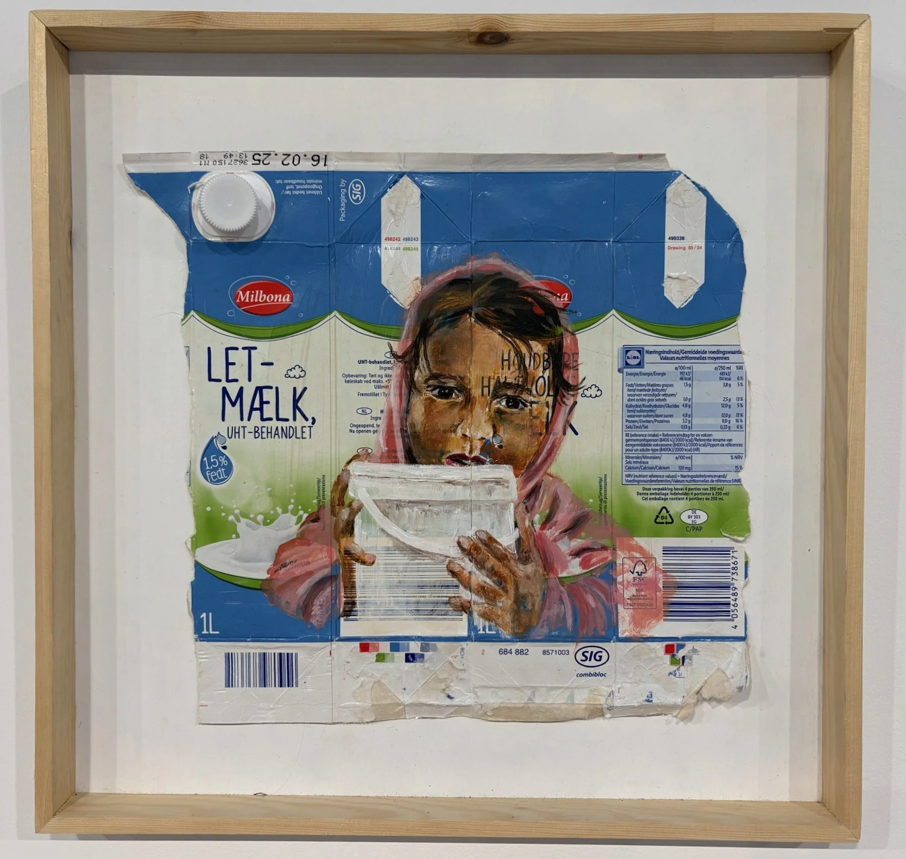 Acryl op melkpak, 40 x 40 cm