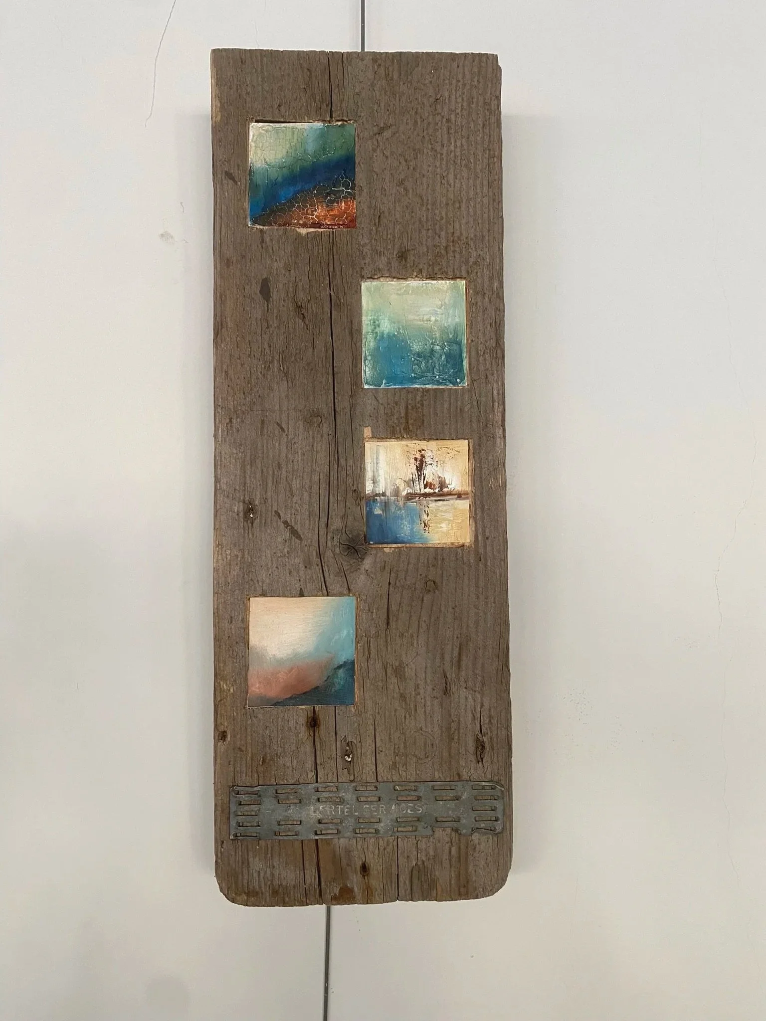 Olieverf op papier (7 x 7 cm) uitgehakt in hout  - verkocht 