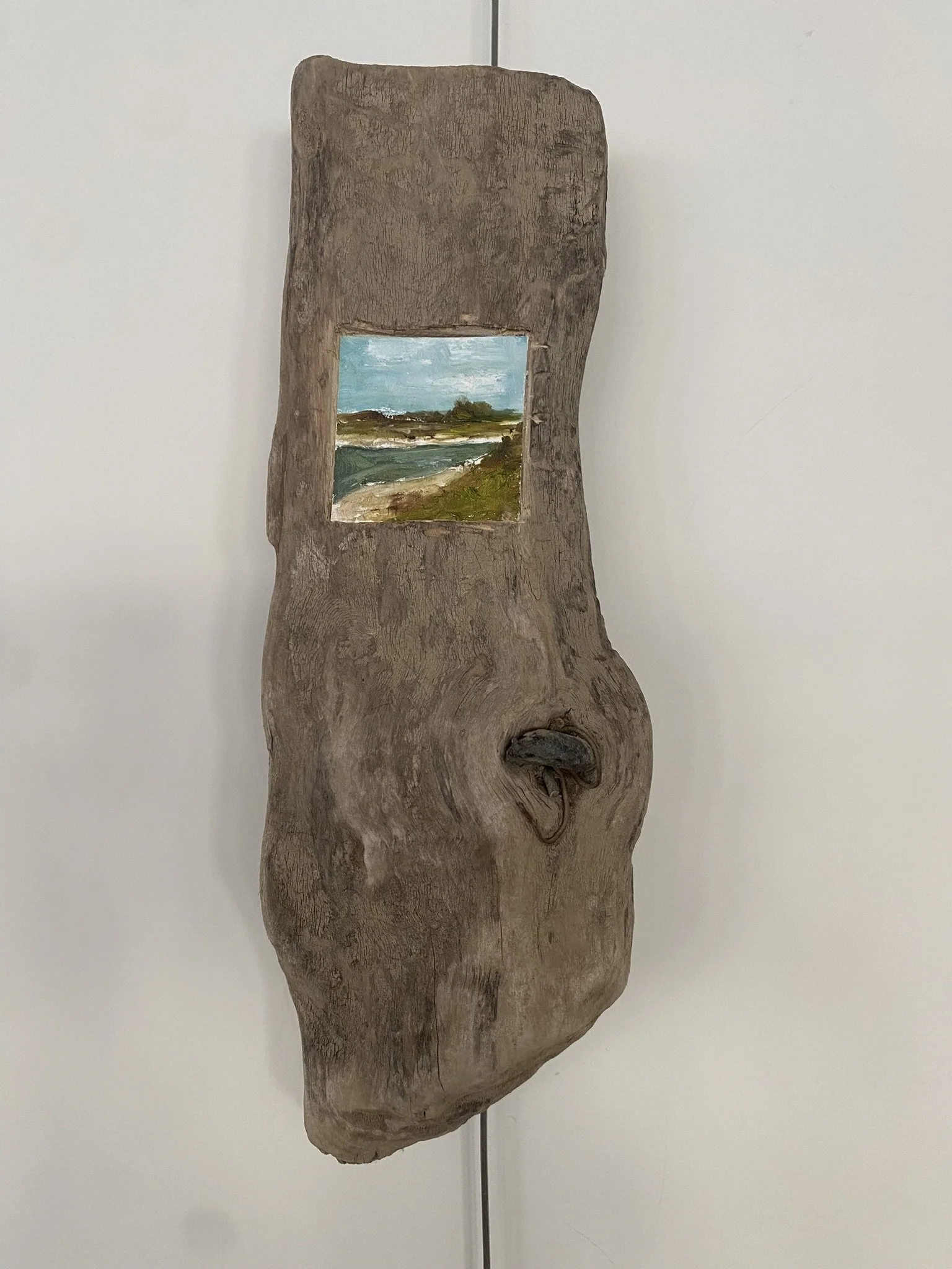 Olieverf op papier (7 x 7 cm) uitgehakt in hout  - verkocht 