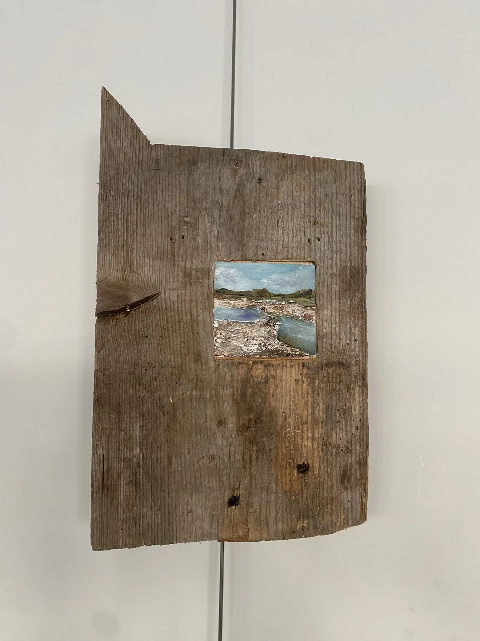 Olieverf op papier (7 x 7 cm) uitgehakt in hout  - verkocht 