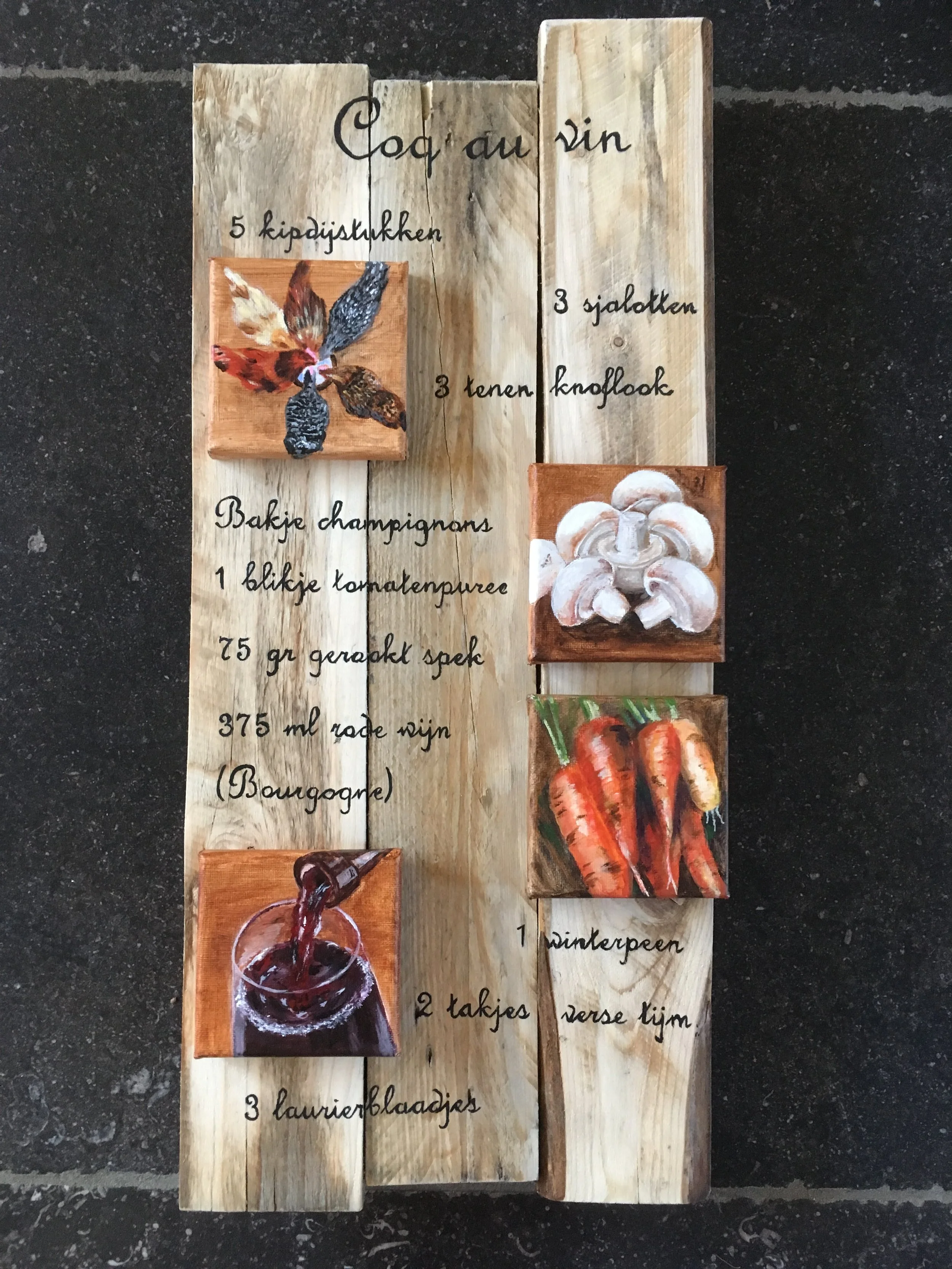 Acryl op doekjes/hout, 60 x 29 cm, verkocht