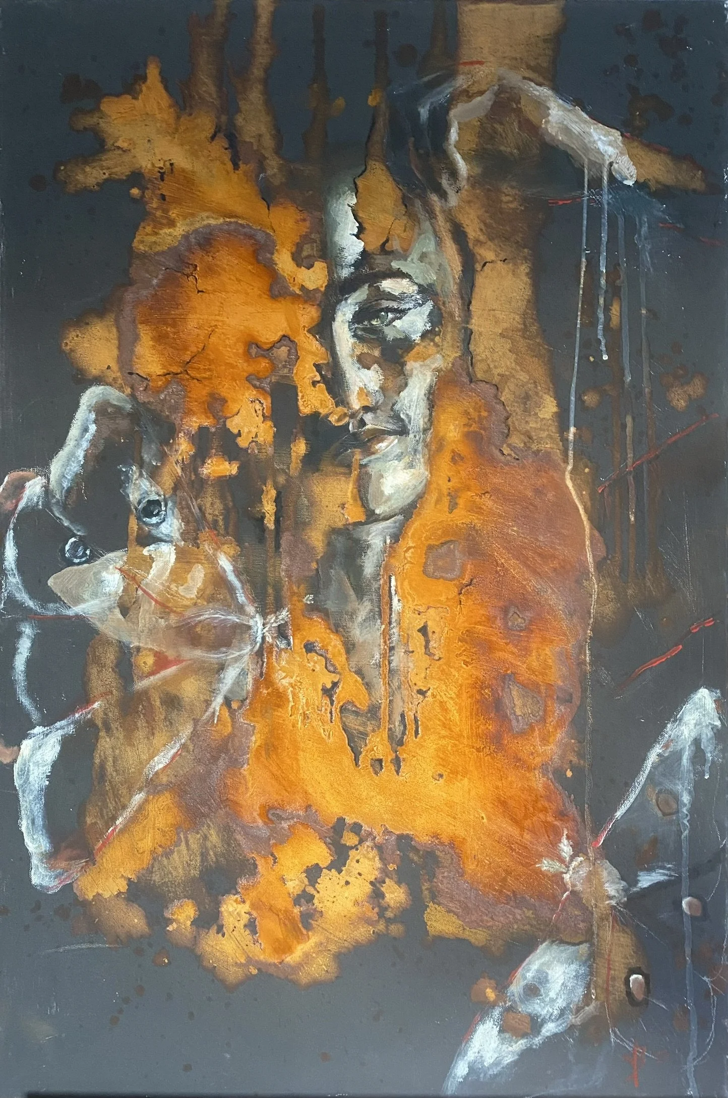 Roest en olieverf op doek, 60 x 90 cm - 
niet te koop