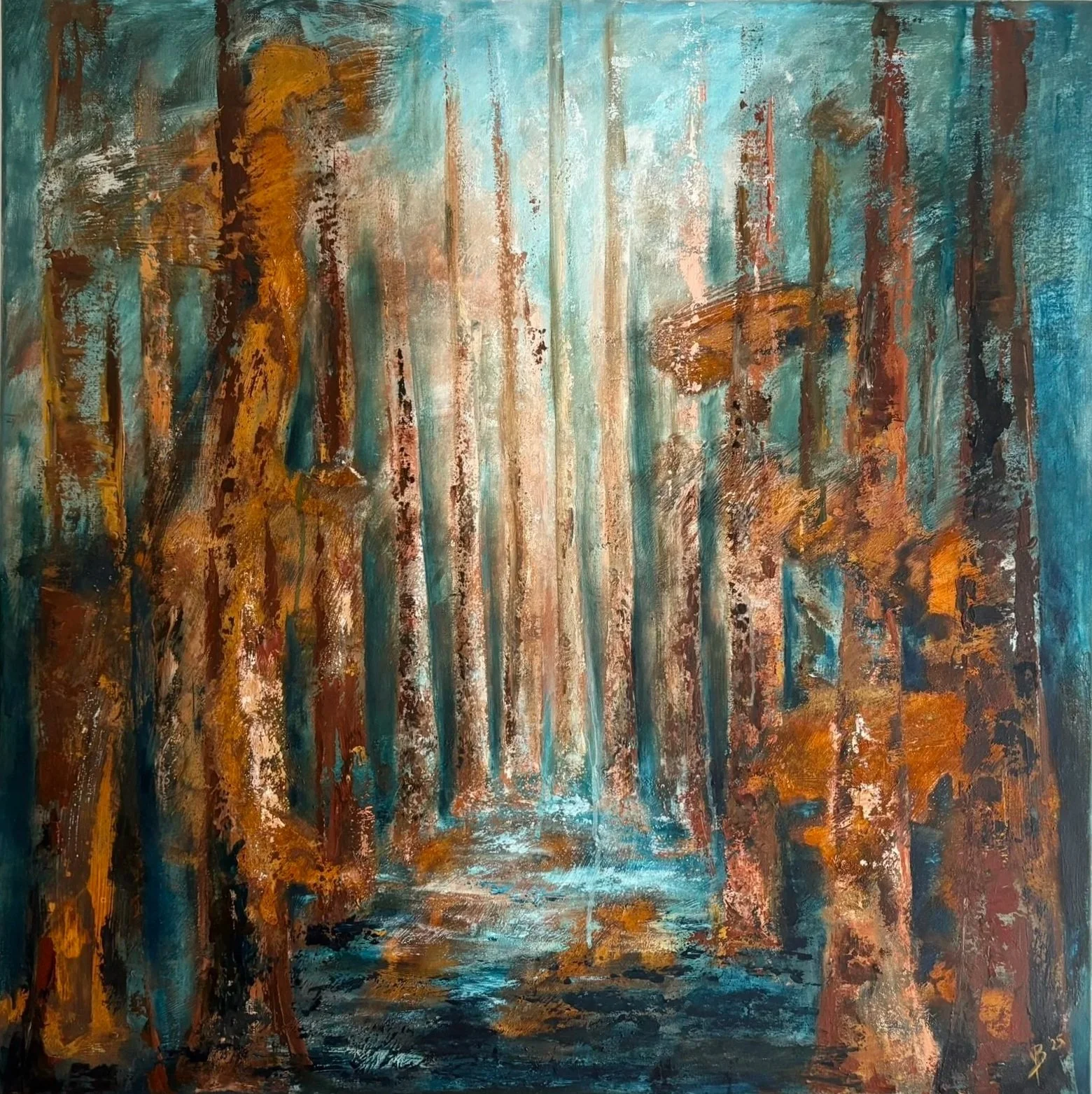 Roest en acryl op doek, 100 x 100 cm -
€ 525,-