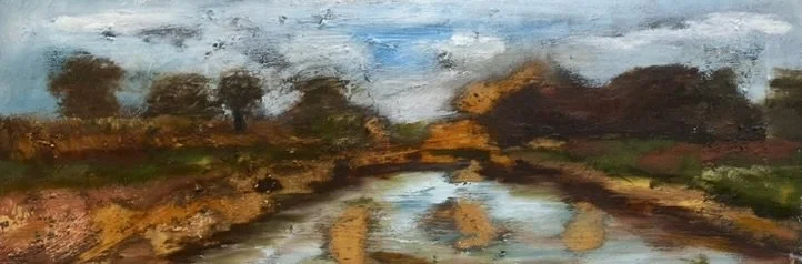 Roest en olieverf op papier, 25 x 25 cm - verkocht