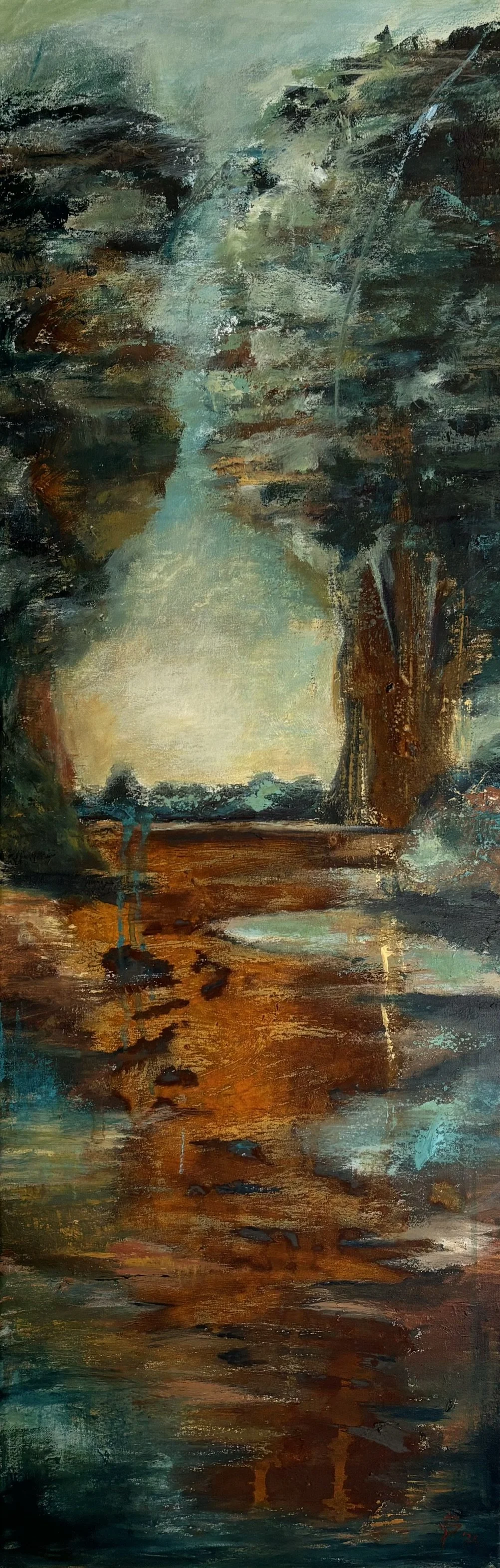 Roest en acryl  op doek, 120 x 40 cm - 
€ 425,-