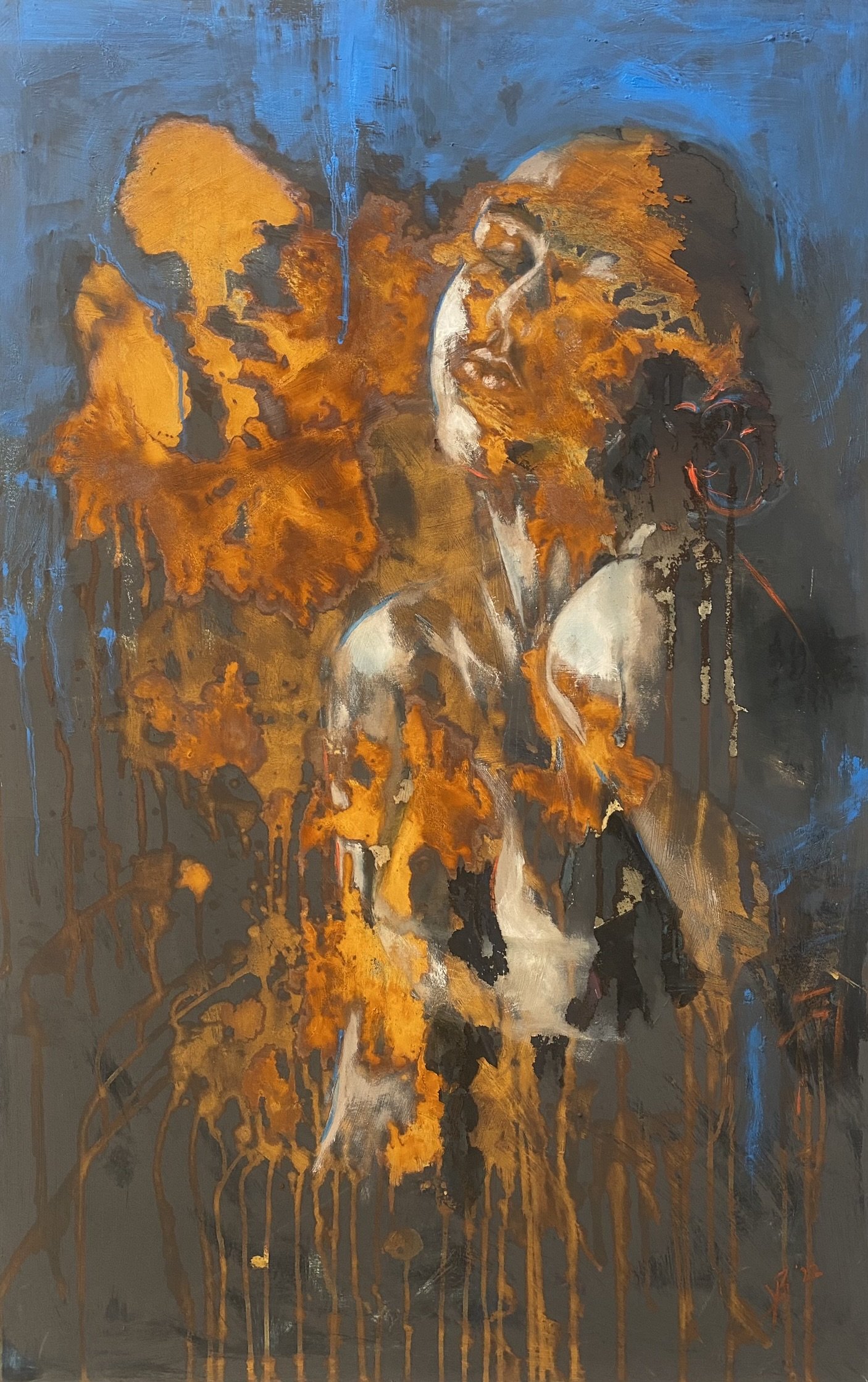 Roest en olieverf of doek, 115 x 75 cm -
niet te koop