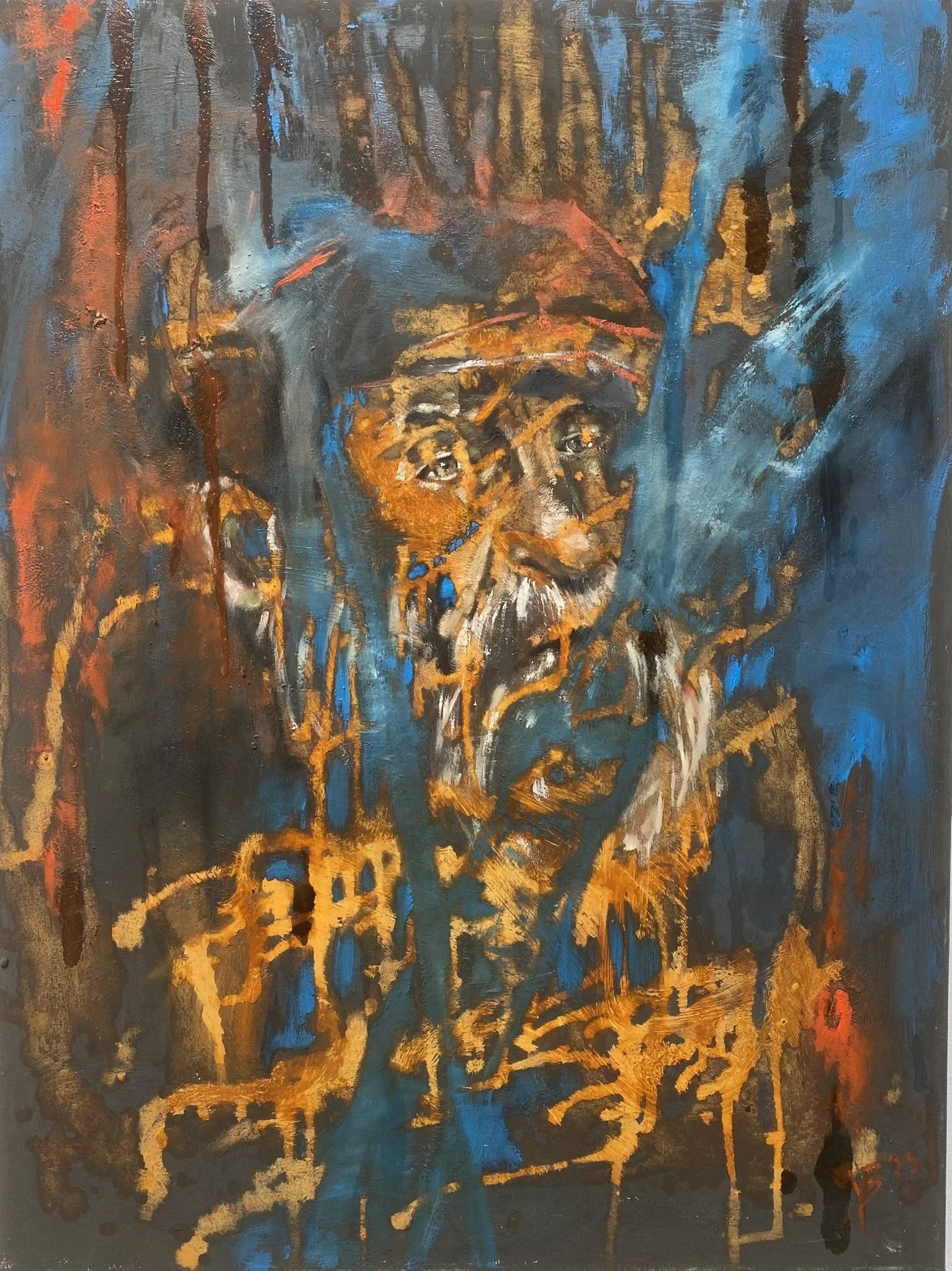 Roest en olieverf op doek, 60 x 80 cm - 
€ 305,-