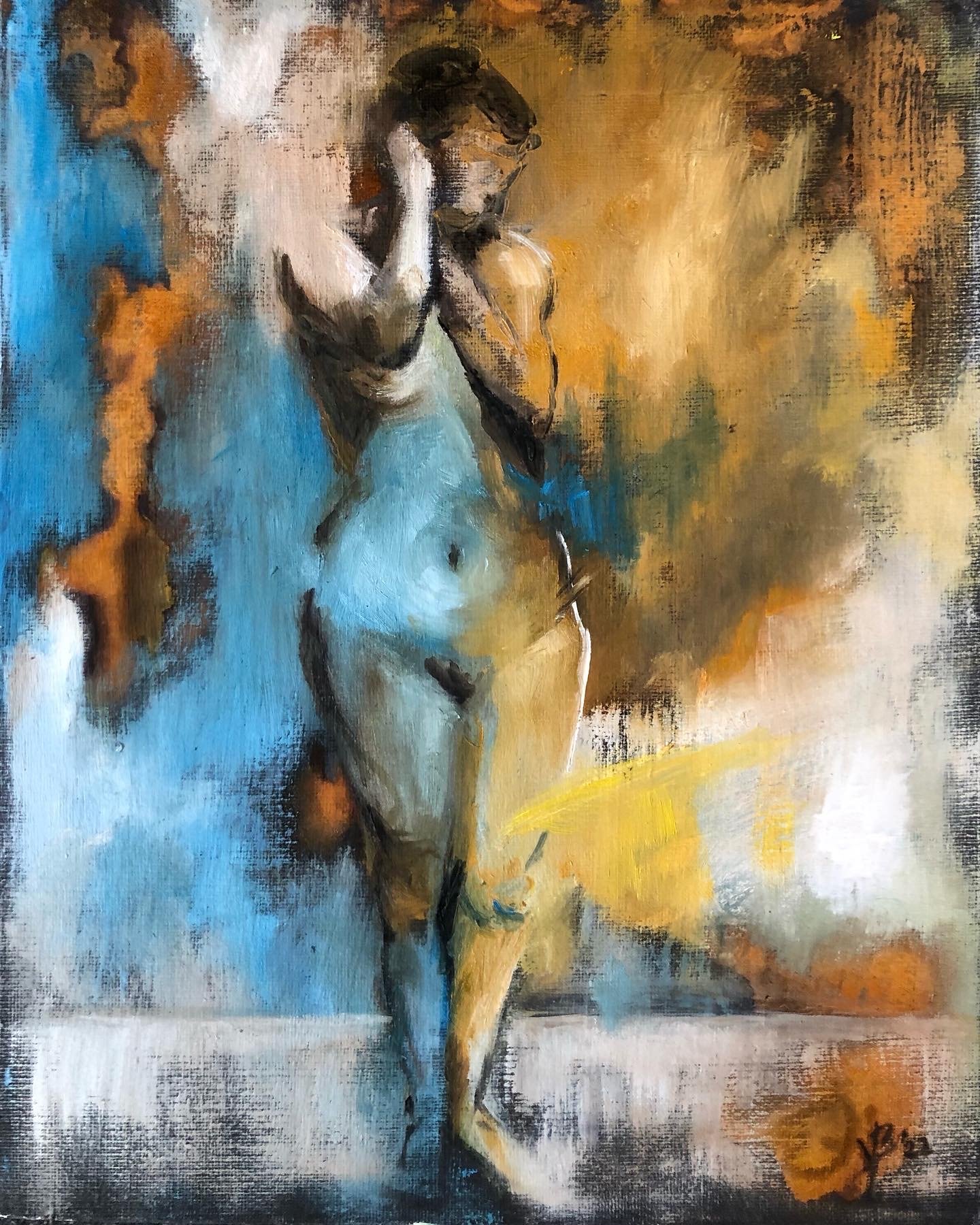 Roest en olieverf of hardboard, 24 x 30 cm -  € 135,-