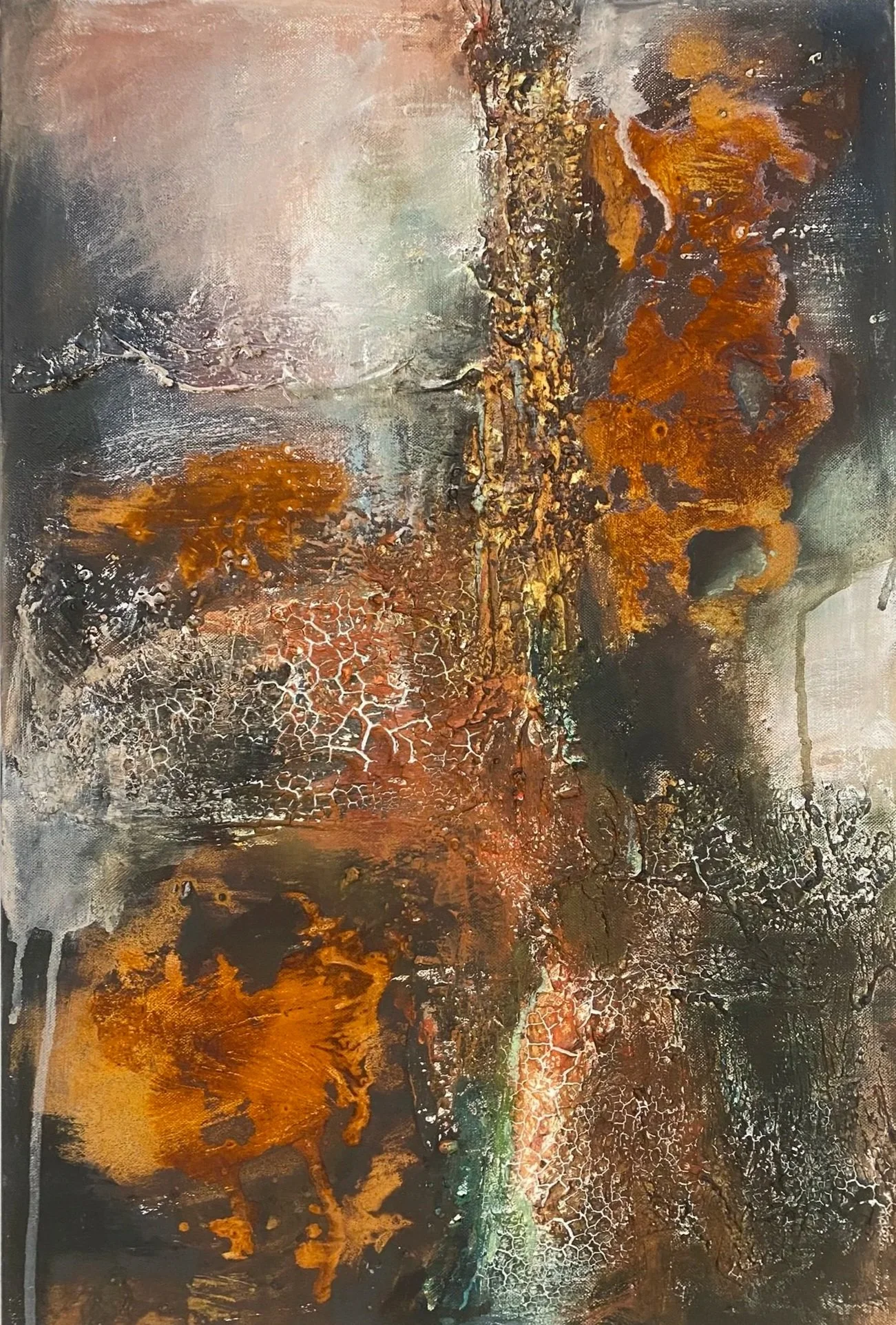 Mixed media, 40 x 60 cm - verkocht als drieluik