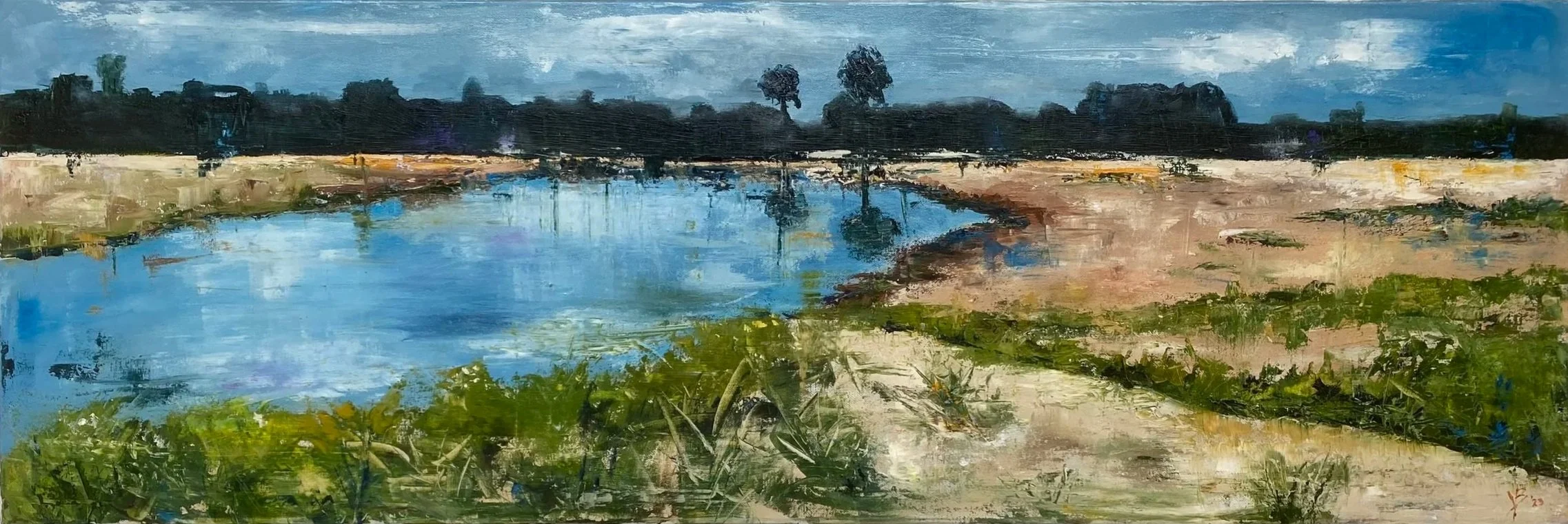 Olieverf op doek, 120 x 40 cm - € 415,-