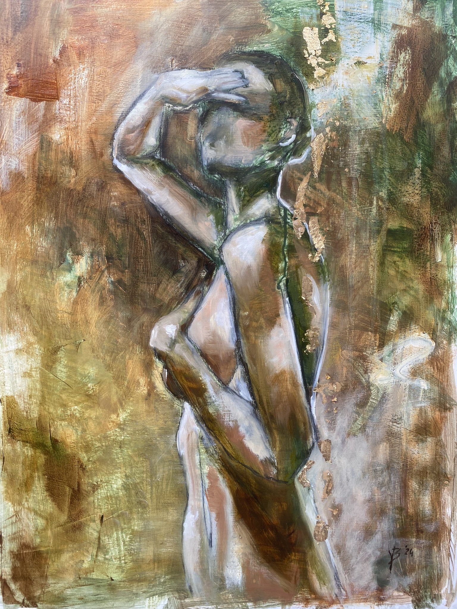 Olieverf op papier, 70 x 50 cm - € 225,-