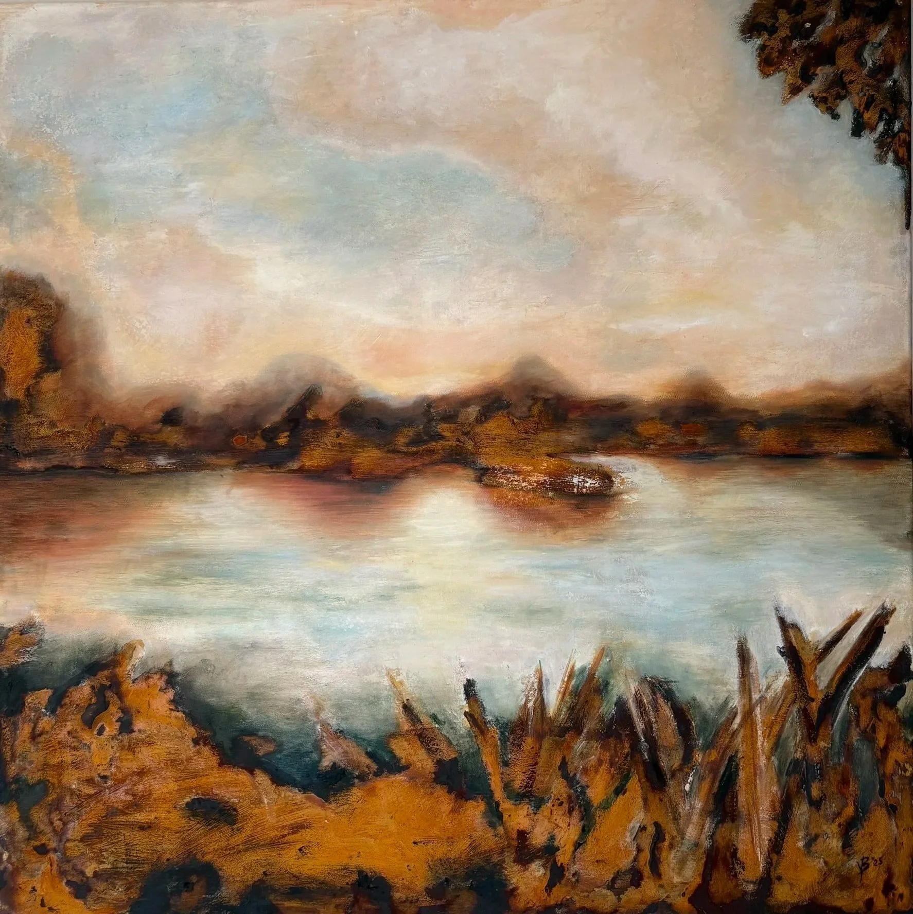 Roest, acryl en olieverf op doek, 100 x 100 cm - € 655,-