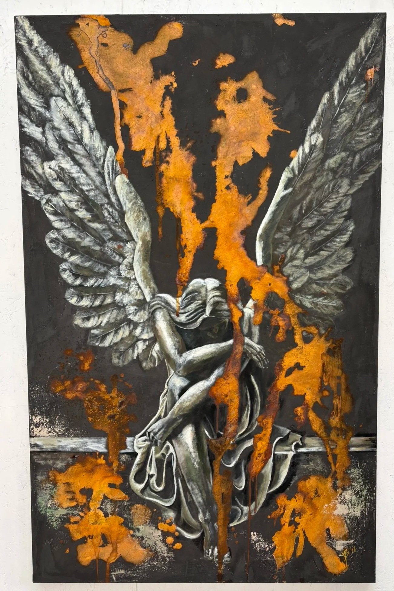 Roest en acryl op doek, 160 x 100 cm -             € 1.250,-