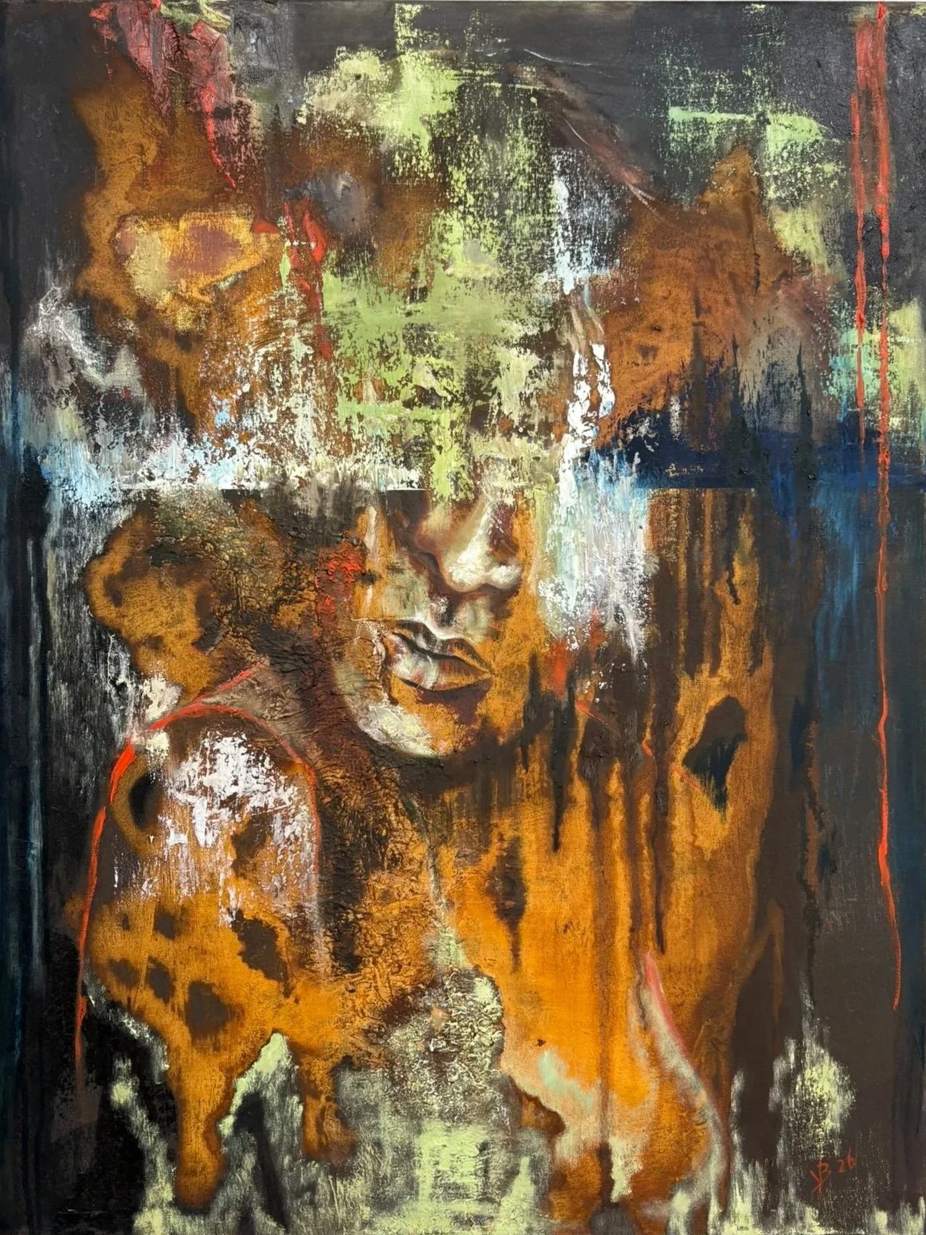 Roest en olieverf op doek, 70 x 90 cm -          € 695,-