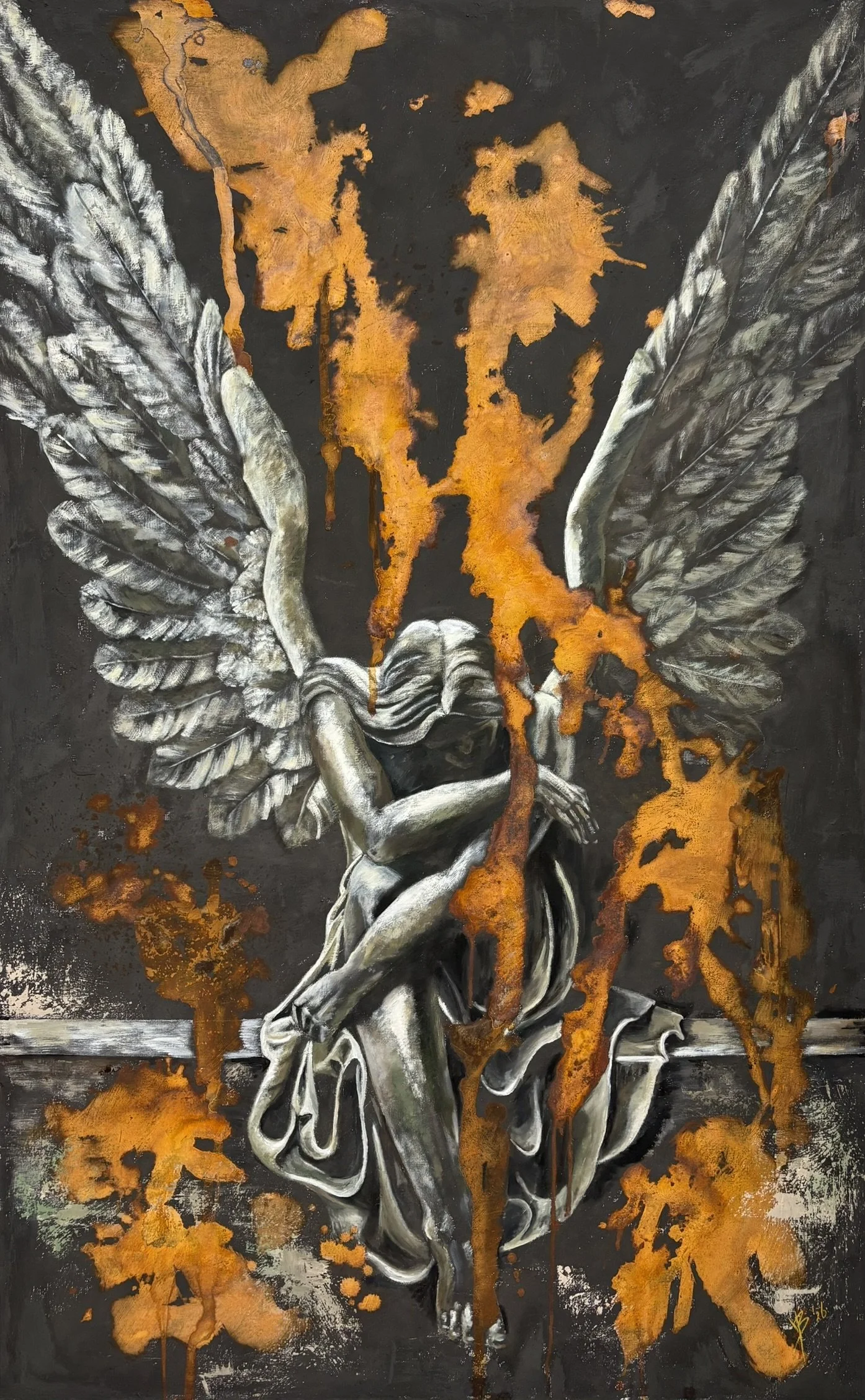 Roest en acryl op doek, 160 x 100 cm - verkocht