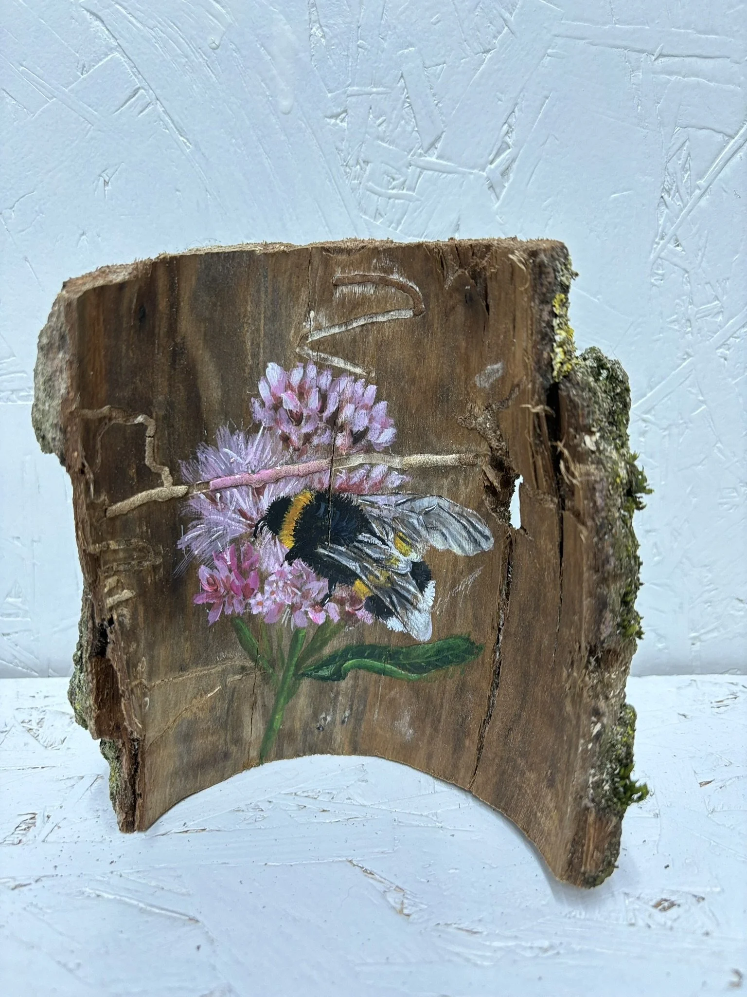 Acryl op boomschors, 14 x 14 cm - verkocht