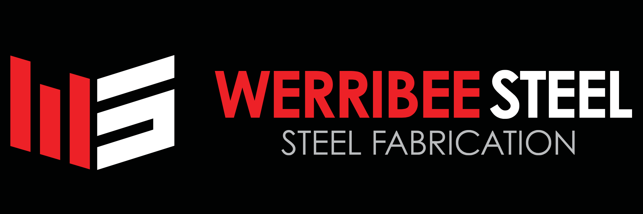 Werrbee Steel logo with red and black color scheme, featuring stylized steel beams and text 'Werrbee Steel' and 'Steel Fabrication'.