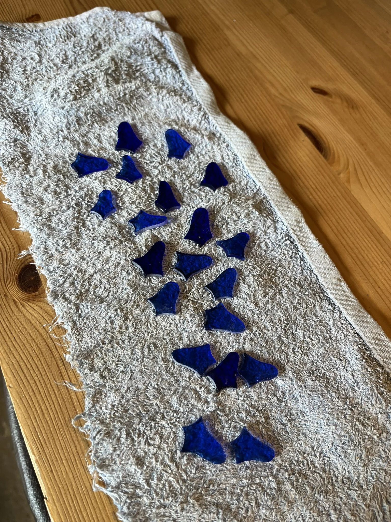 Bluebells after grinding - rinsed and drying