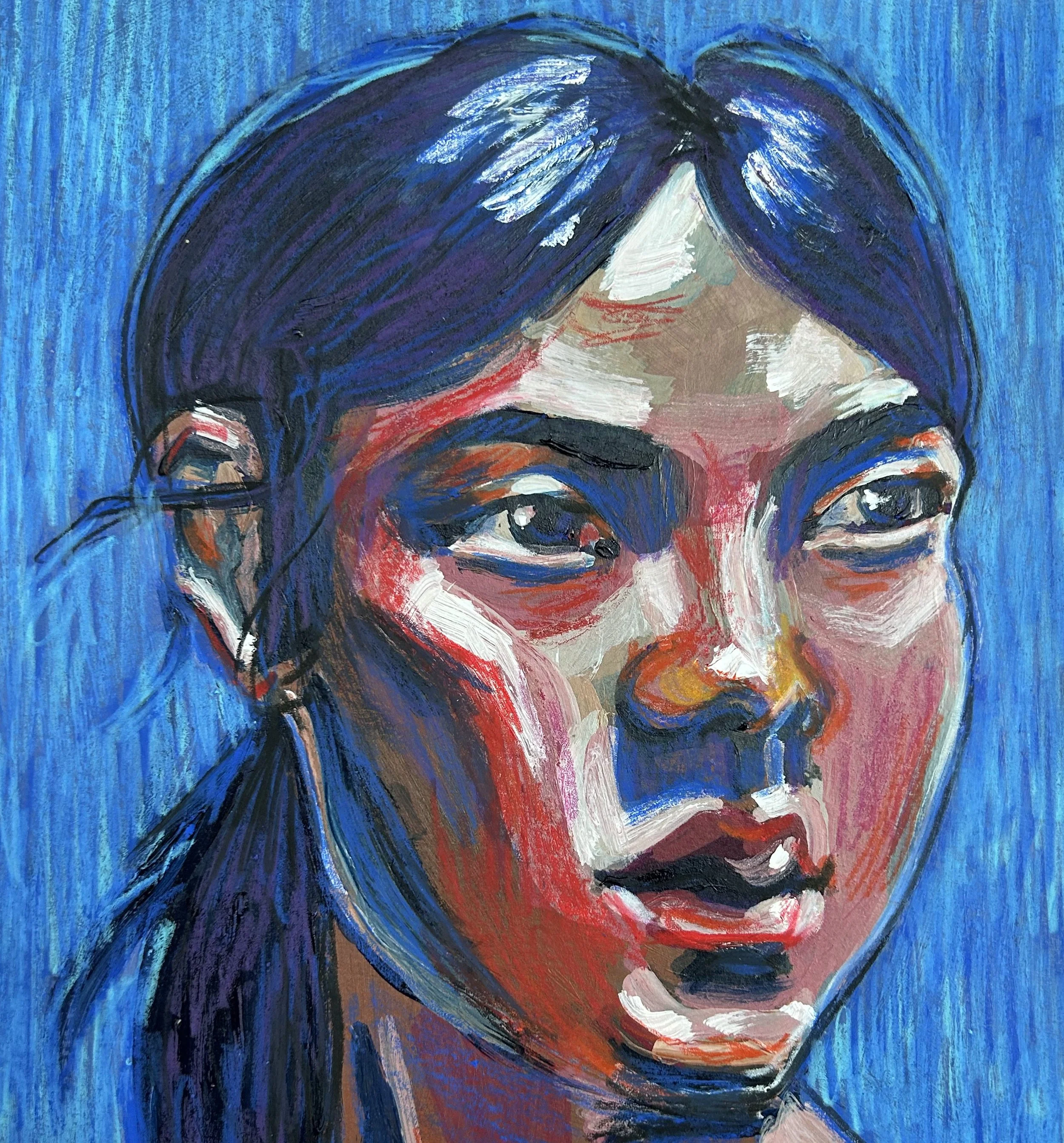 Acrylics and crayons on paper (297 x 210 mm)