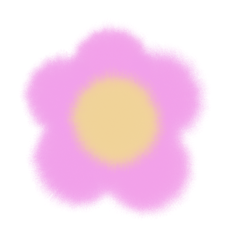 A soft, pastel-colored digital illustration of a pink flower with a yellow center.
