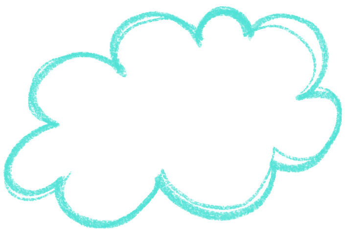 Blue outlined cloud shape with black fill and no text inside.