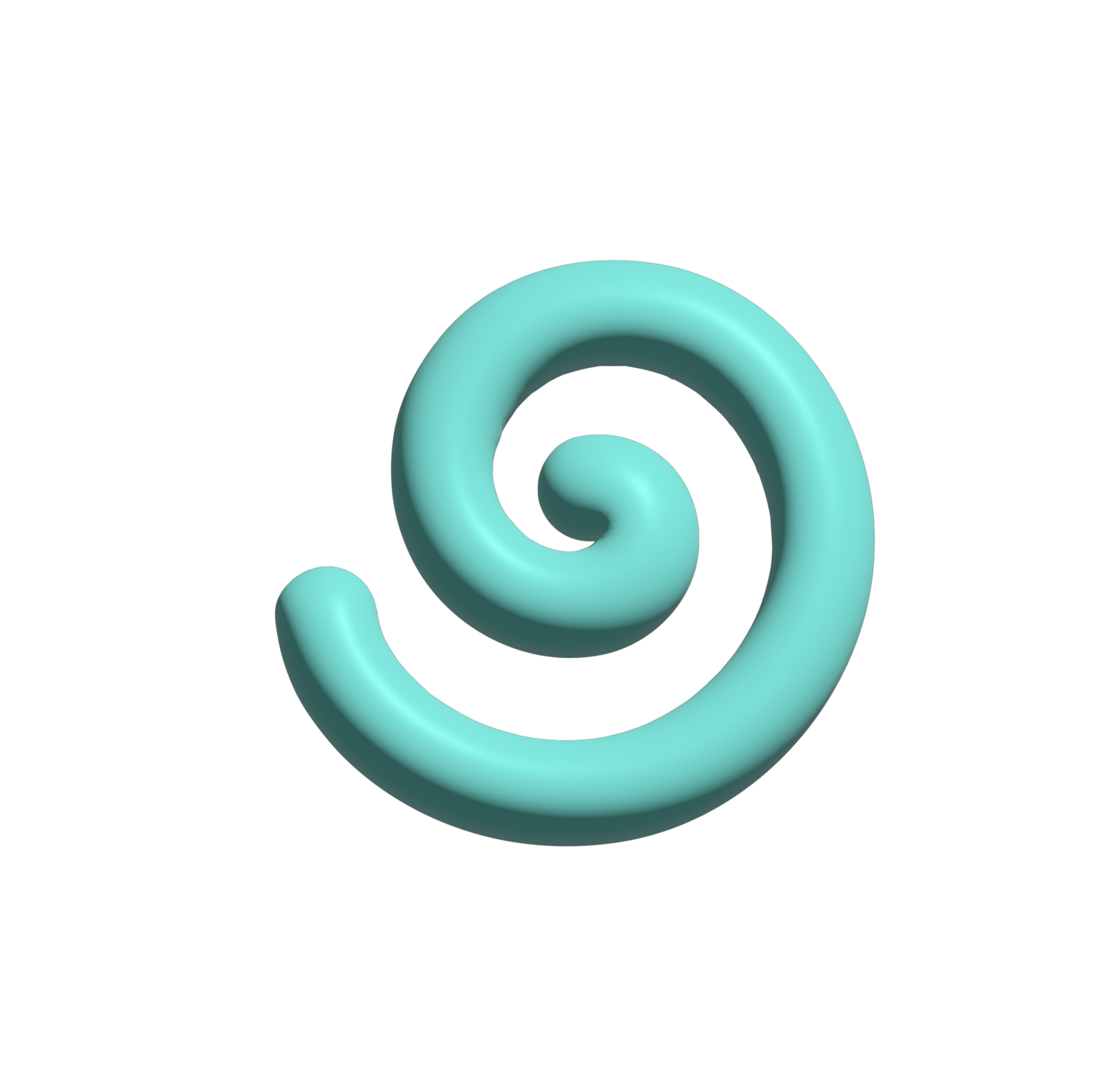 3D spiral shape with a light blue glossy surface on a black background.