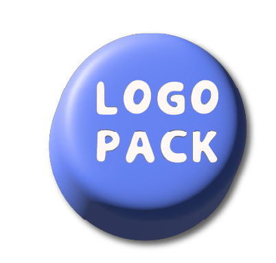 large blue button with white words "Logo Pack" linked to page that describes Logo Design Service Design Ash Provides