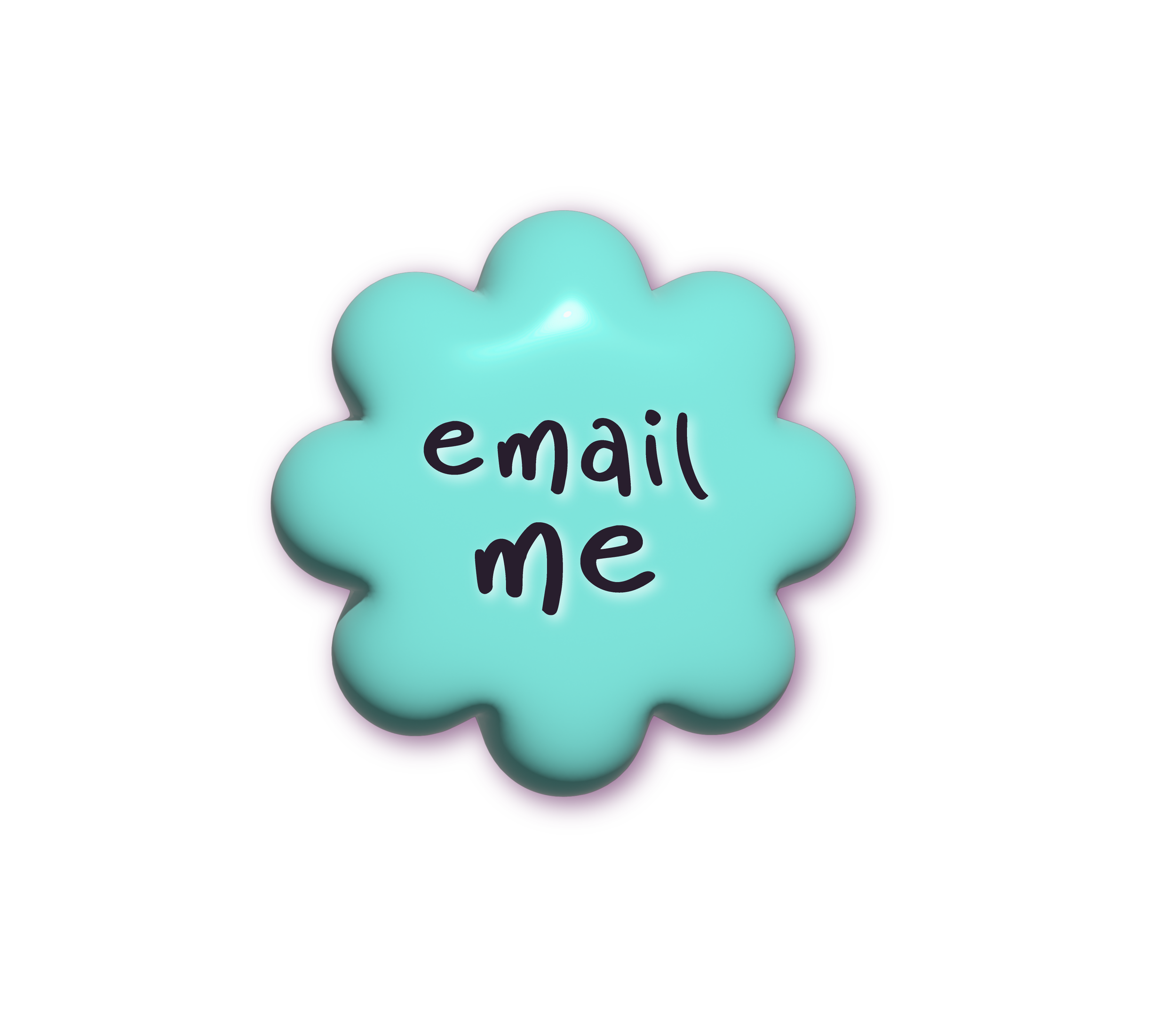 A light blue, cloud-shaped sticky note with the handwritten message "email me" in black ink and a purple outline - it's a contact me button
