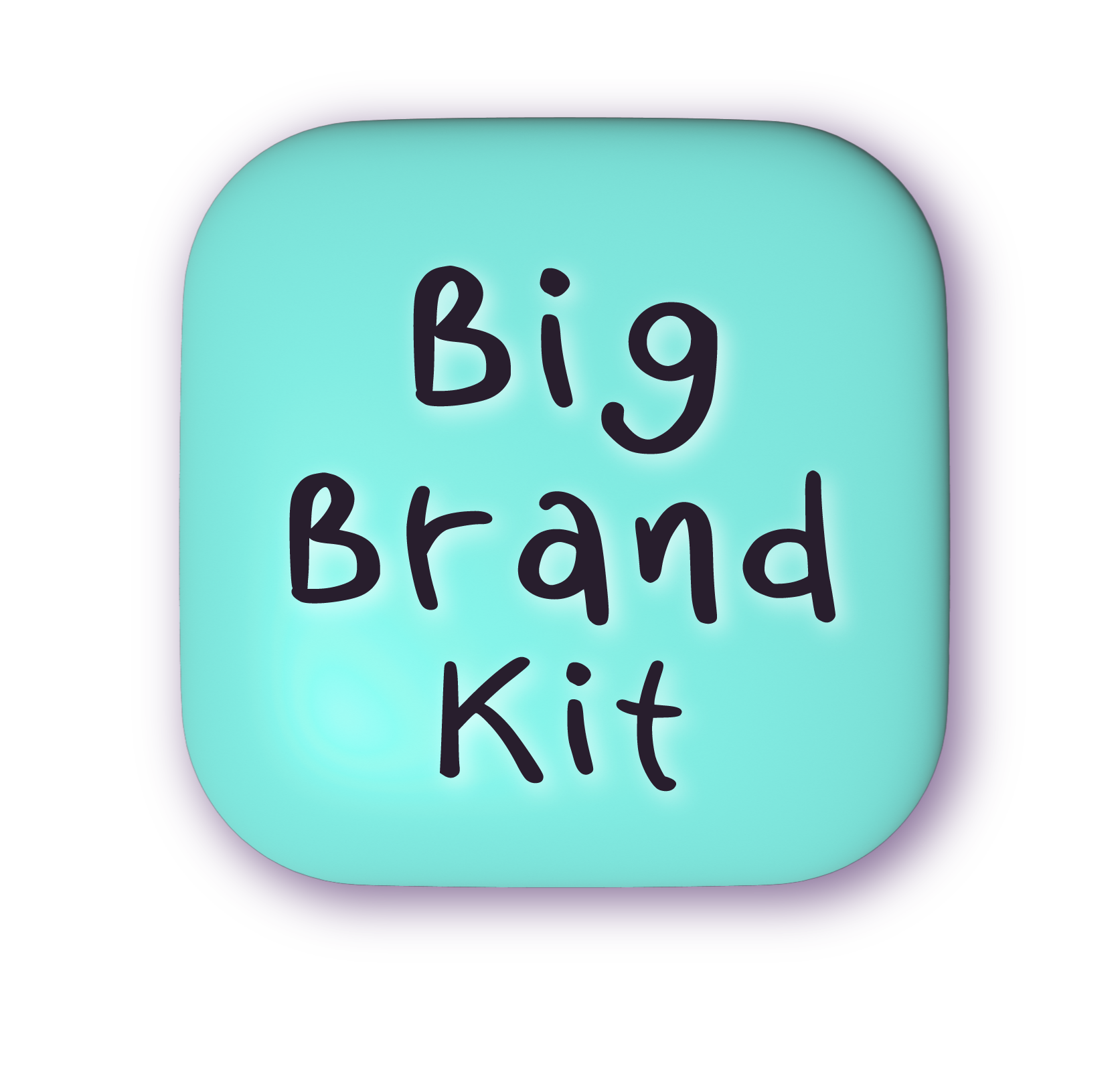 A teal-colored box with rounded corners and the text 'Big Brand Kit' written in black, hand-drawn style font.