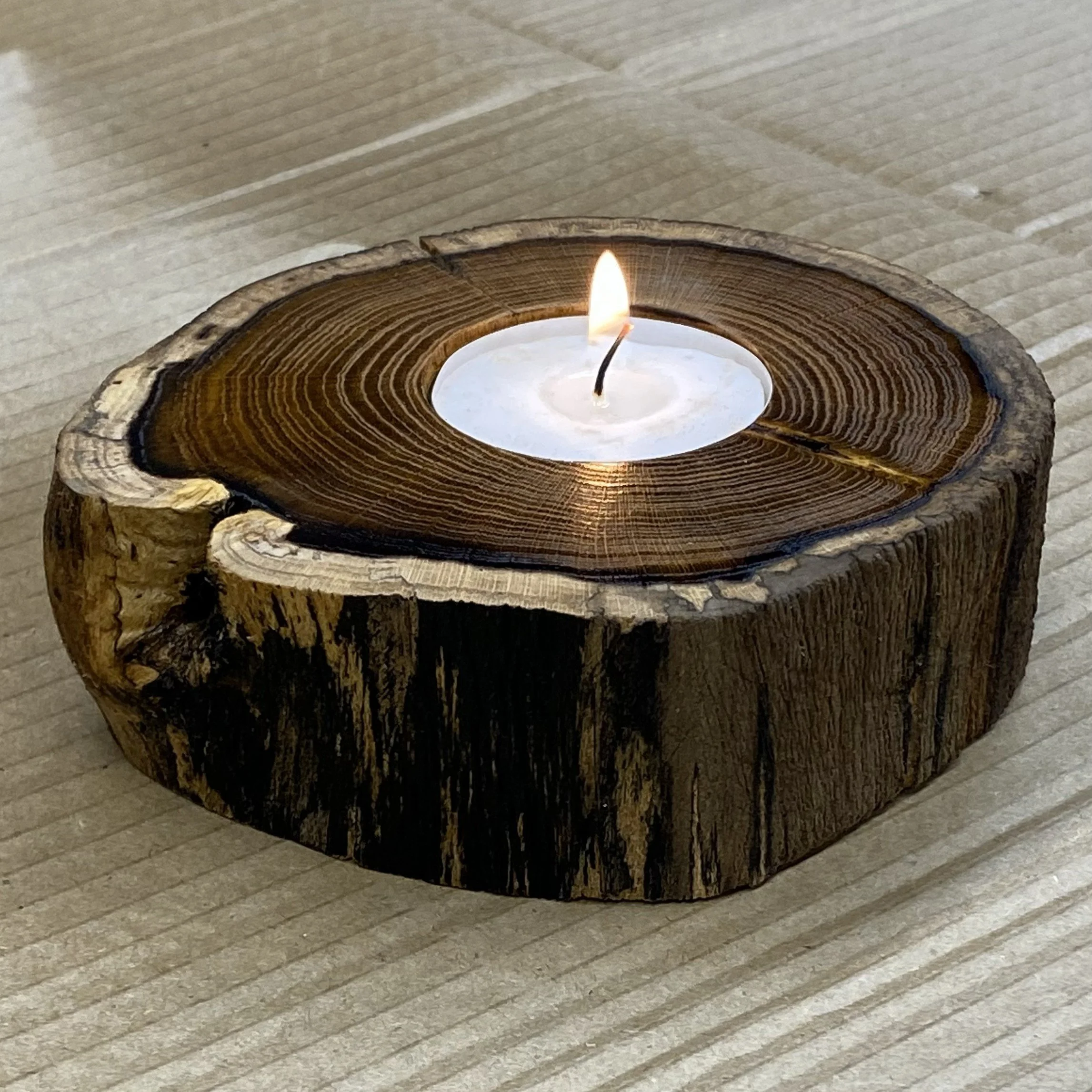 Sometimes, simple things have the most meaning. I sourced local wood (laburnum) and made tealight holders.