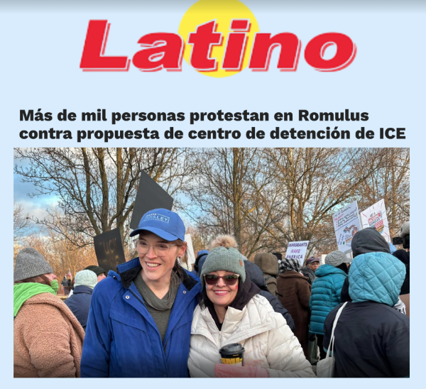 LATINO PRESS - Más de mil personas protestan en Romulus contra propuesta de centro de detención de ICE 
