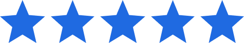 Five blue stars in a horizontal row, representing a five-star rating.