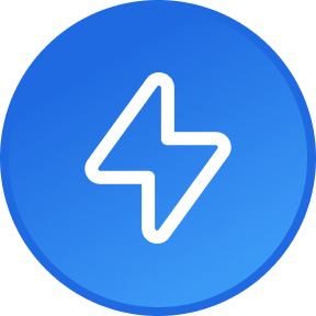 Blue circular button with a white lightning bolt icon in the center.