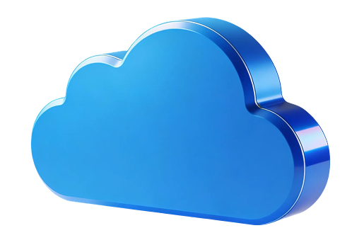 Blue cloud icon representing cloud computing or cloud storage.