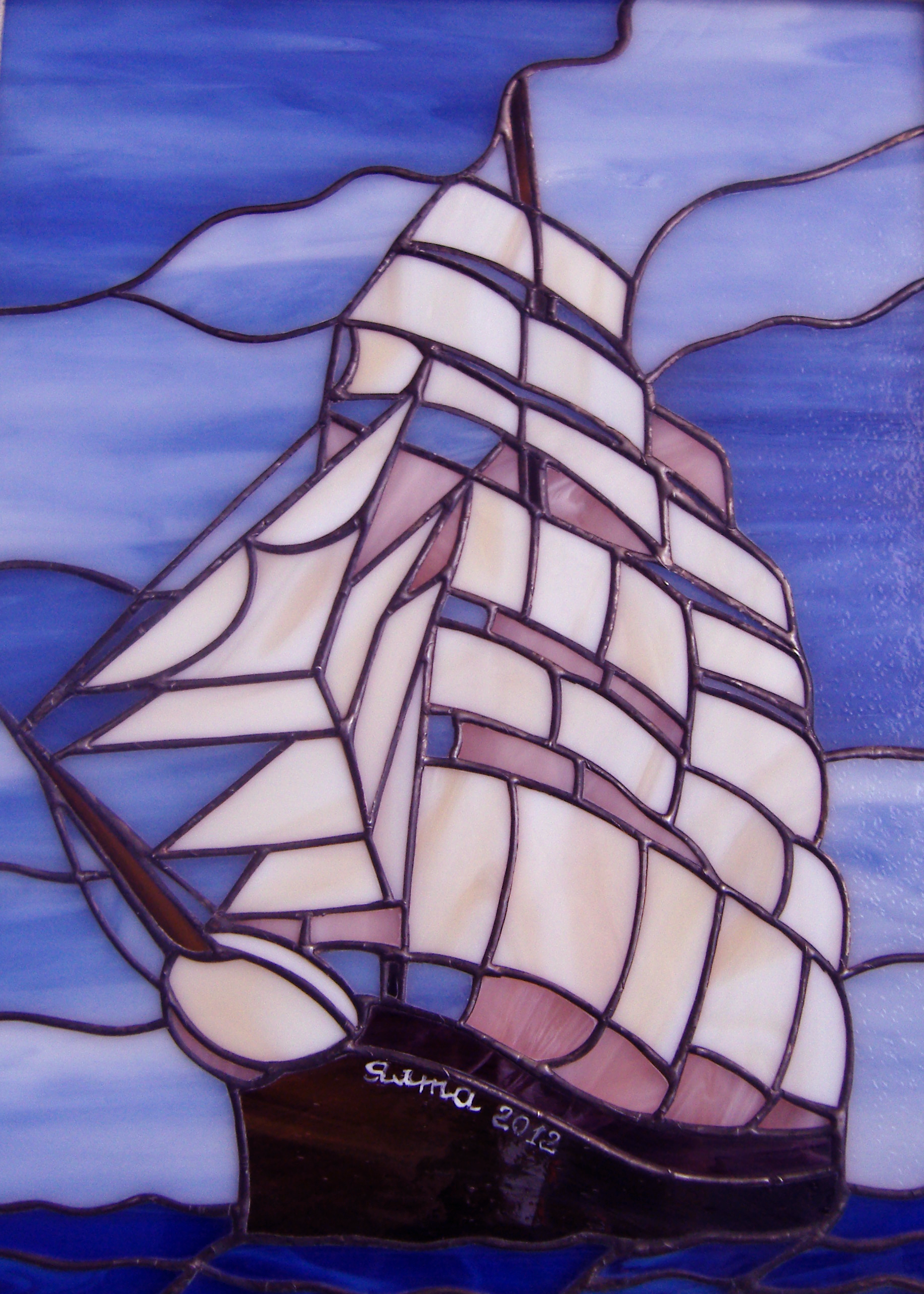 Sailing Ship – Stained Glass Nautical Art